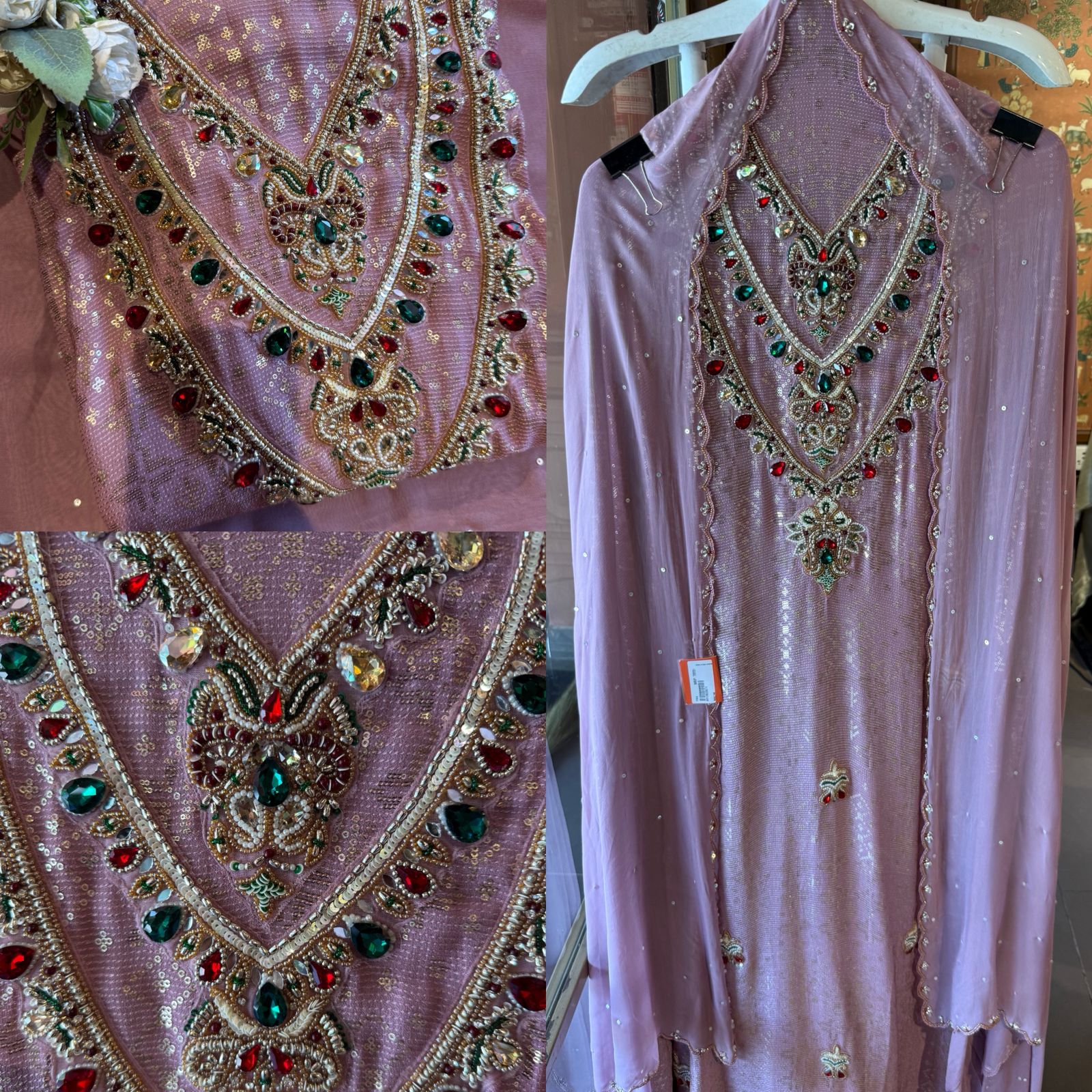 Beautiful Suit piece on Georgette with sequence embellished