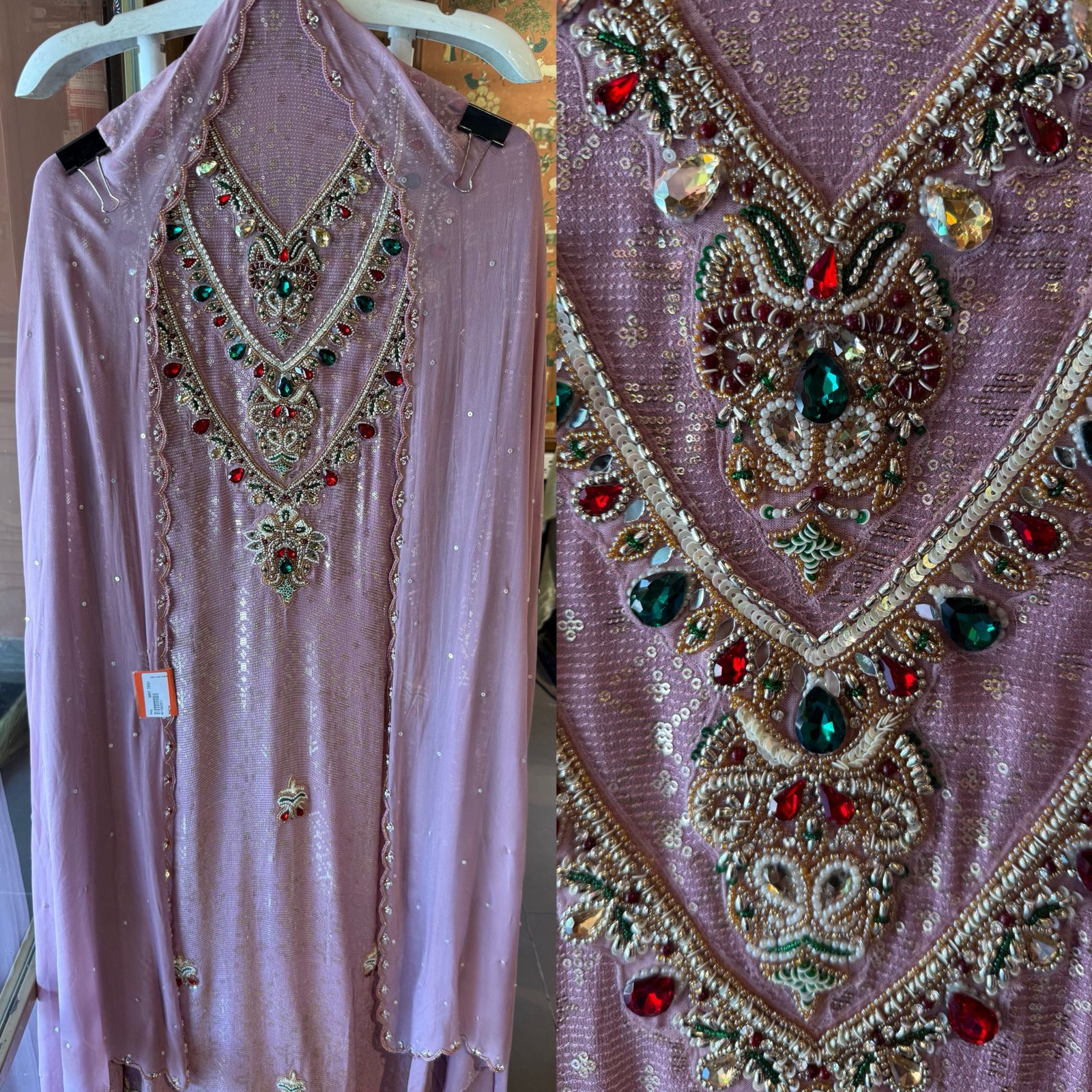Beautiful Suit piece on Georgette with sequence embellished