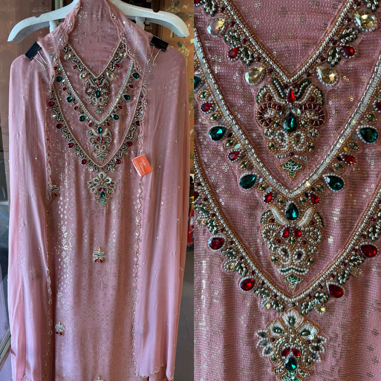 Beautiful Suit piece on Georgette with sequence embellished