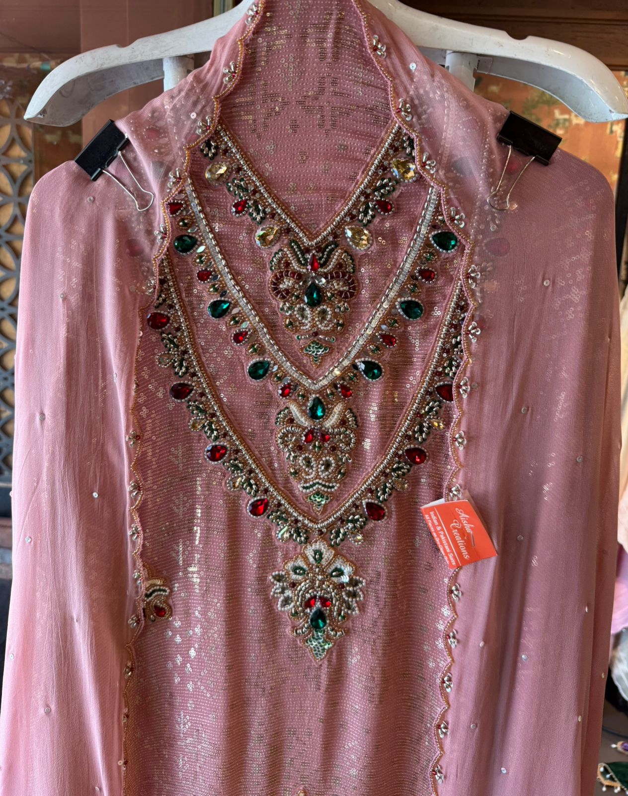 Beautiful Suit piece on Georgette with sequence embellished