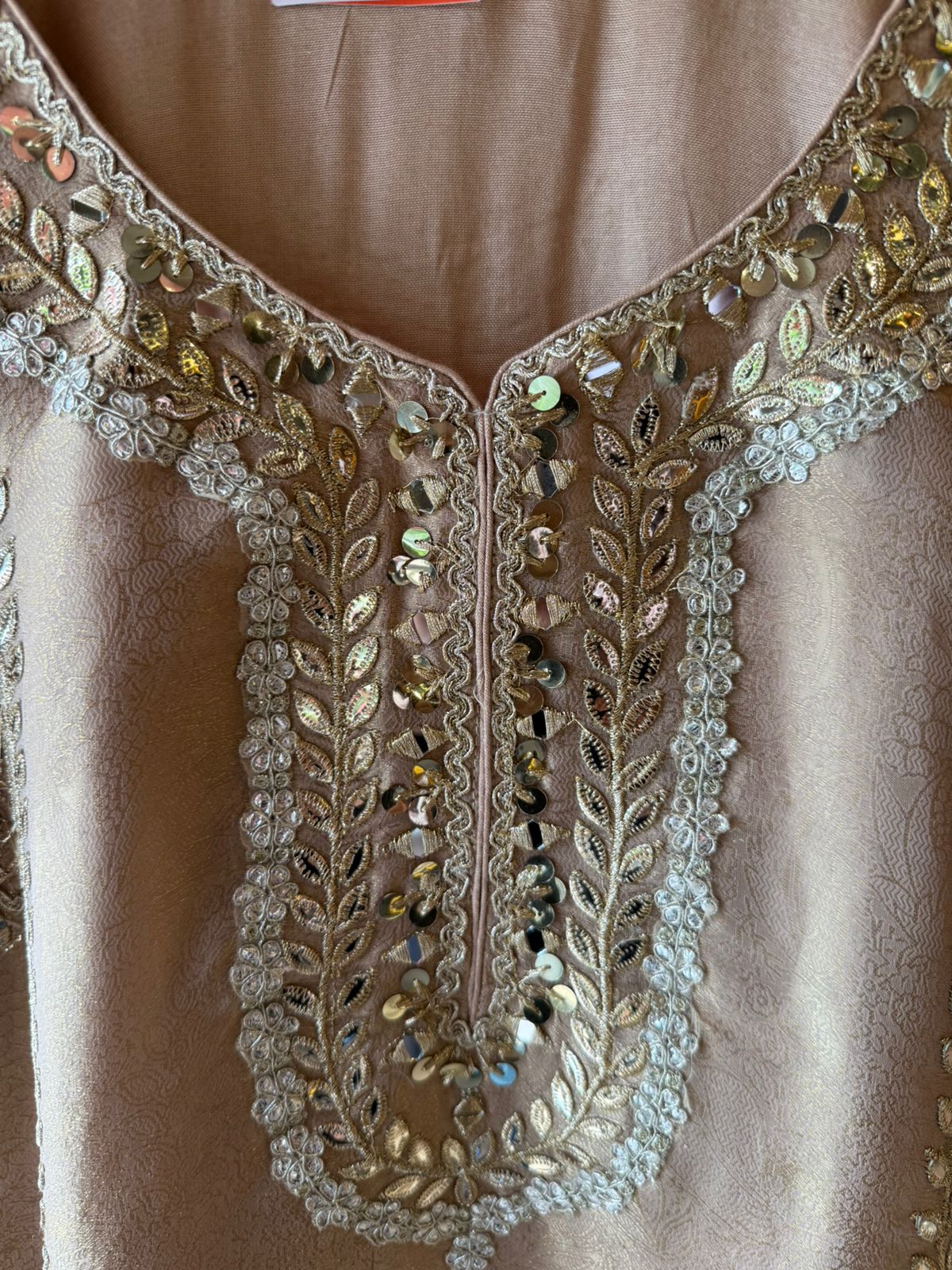 Champagne Gold Stitched Pakistani Suit set