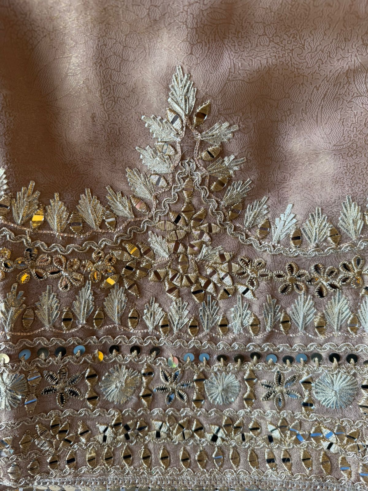 Champagne Gold Stitched Pakistani Suit set