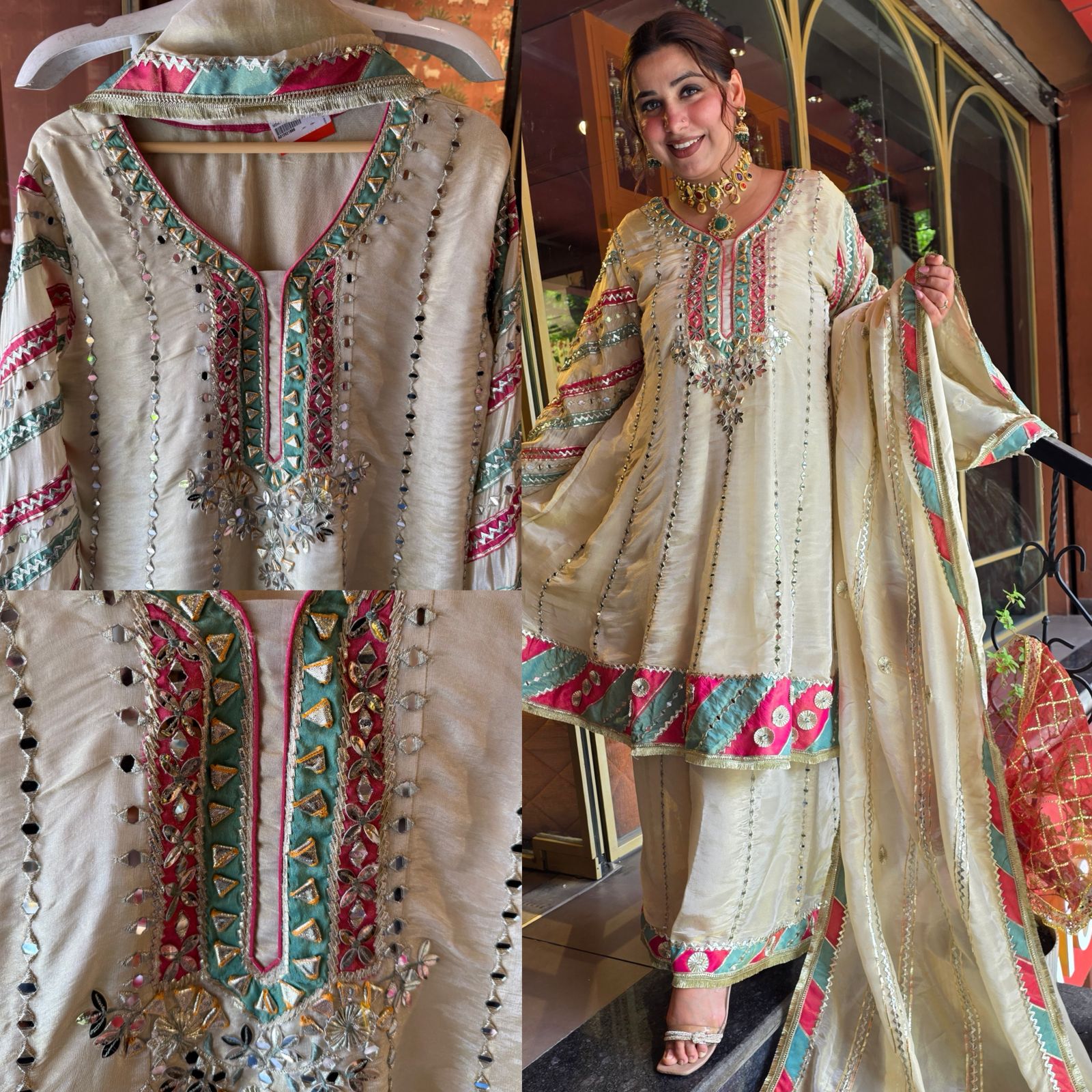 Ivory Multicolor Festive Anarkali Set