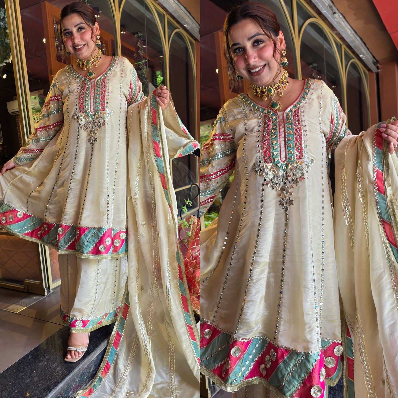 Ivory Multicolor Festive Anarkali Set