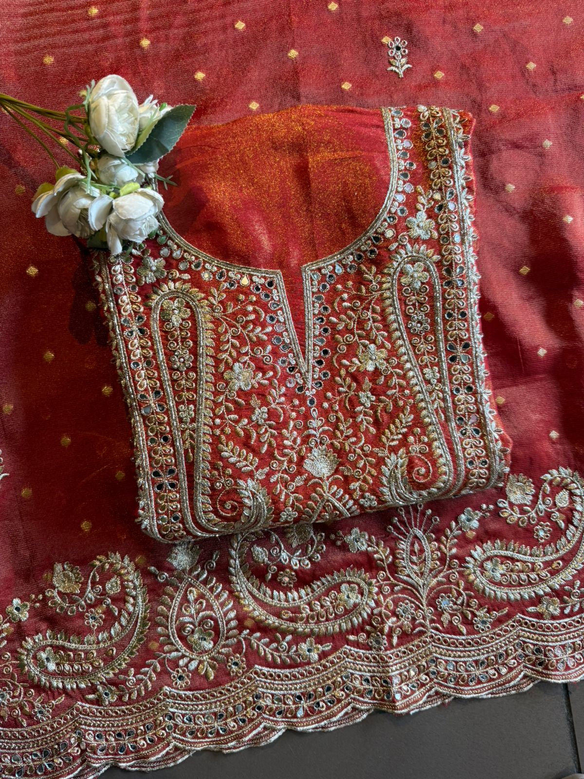 Luxury wedding unstitched Suit Set on tissue