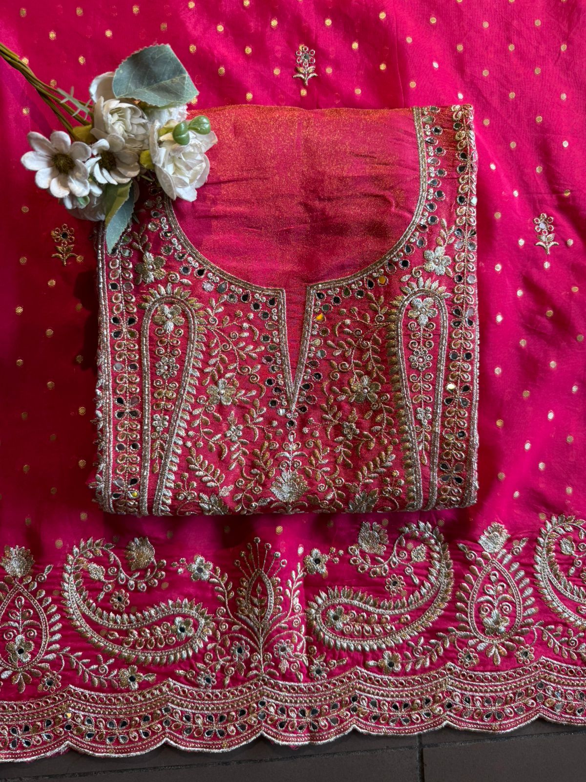 Luxury wedding unstitched Suit Set on tissue