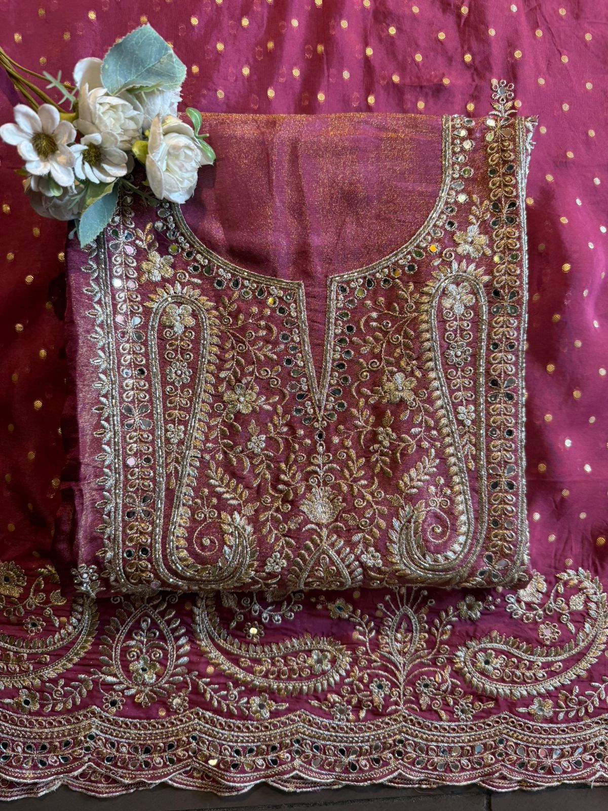 Luxury wedding unstitched Suit Set on tissue