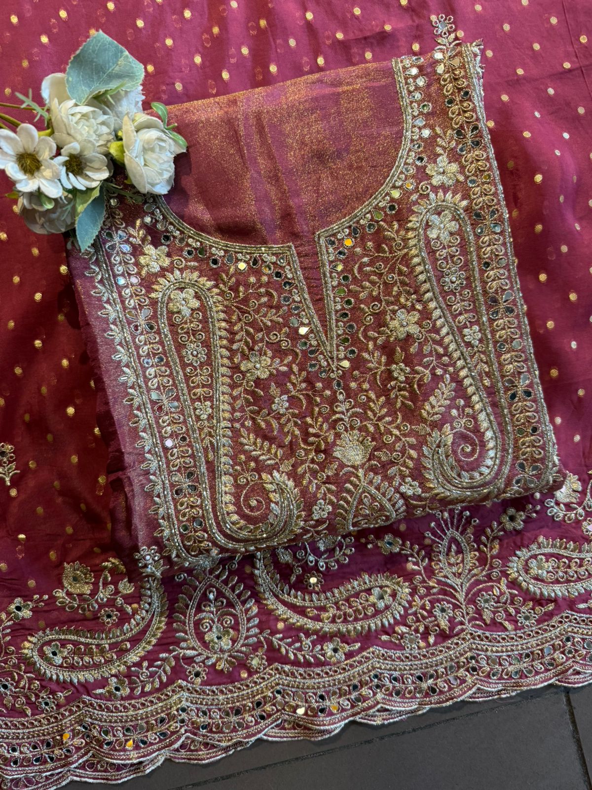 Luxury wedding unstitched Suit Set on tissue