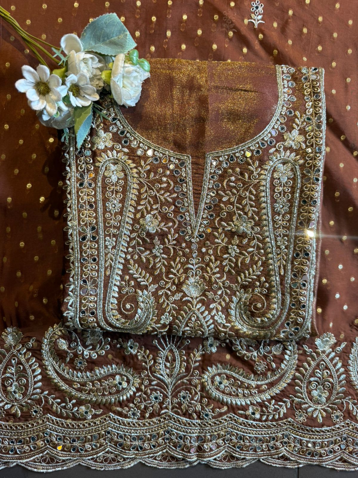 Luxury wedding unstitched Suit Set on tissue
