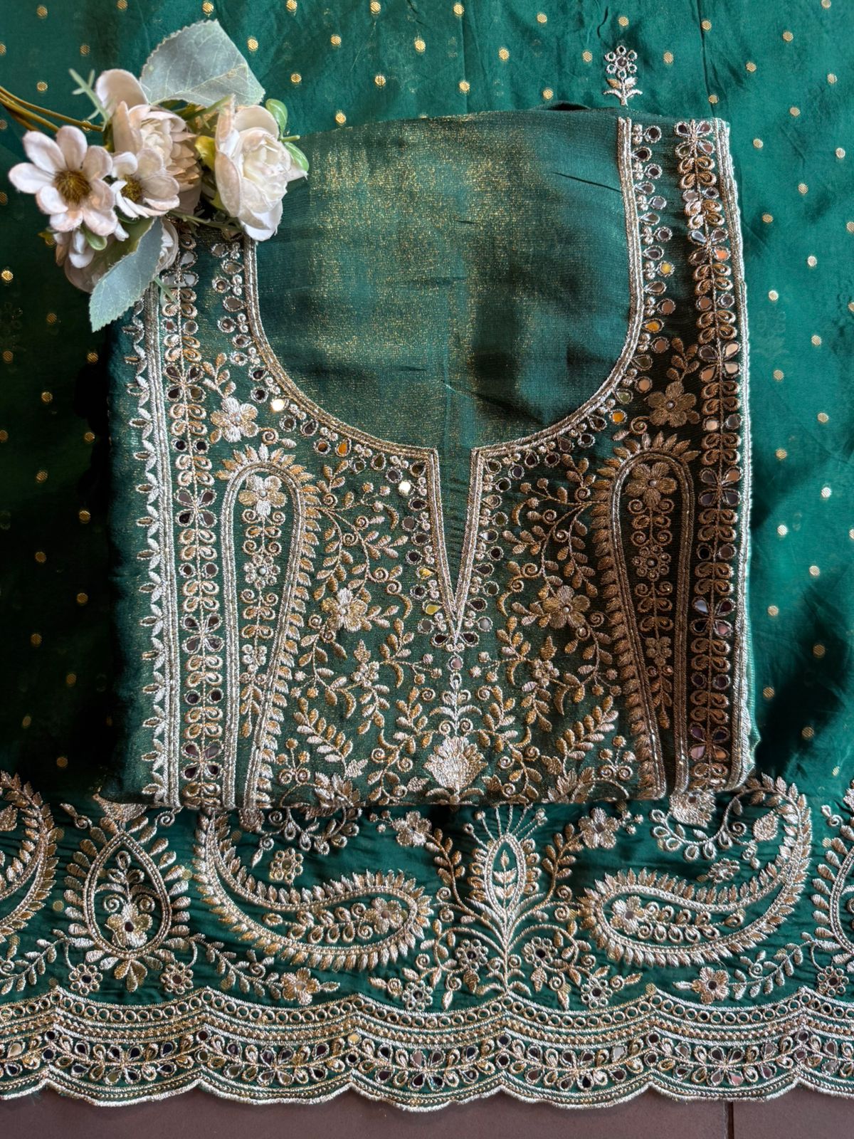 Luxury wedding unstitched Suit Set on tissue