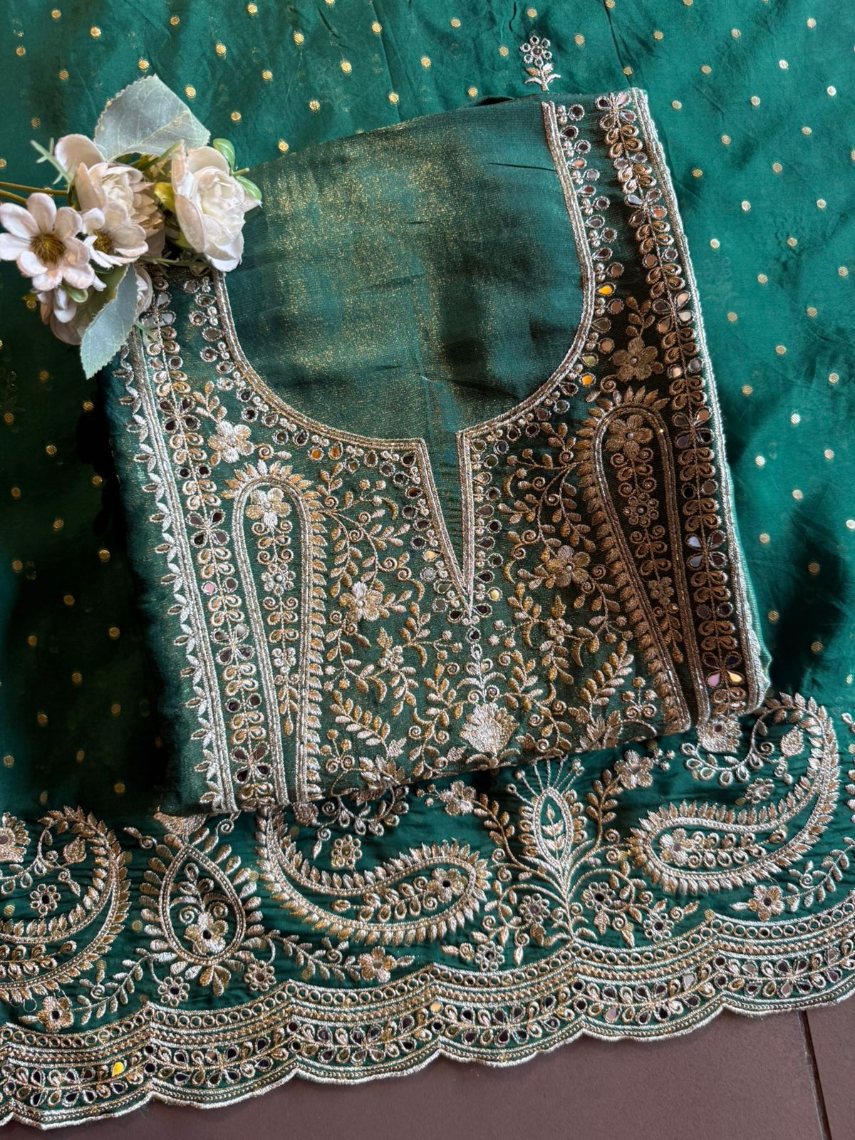 Luxury wedding unstitched Suit Set on tissue