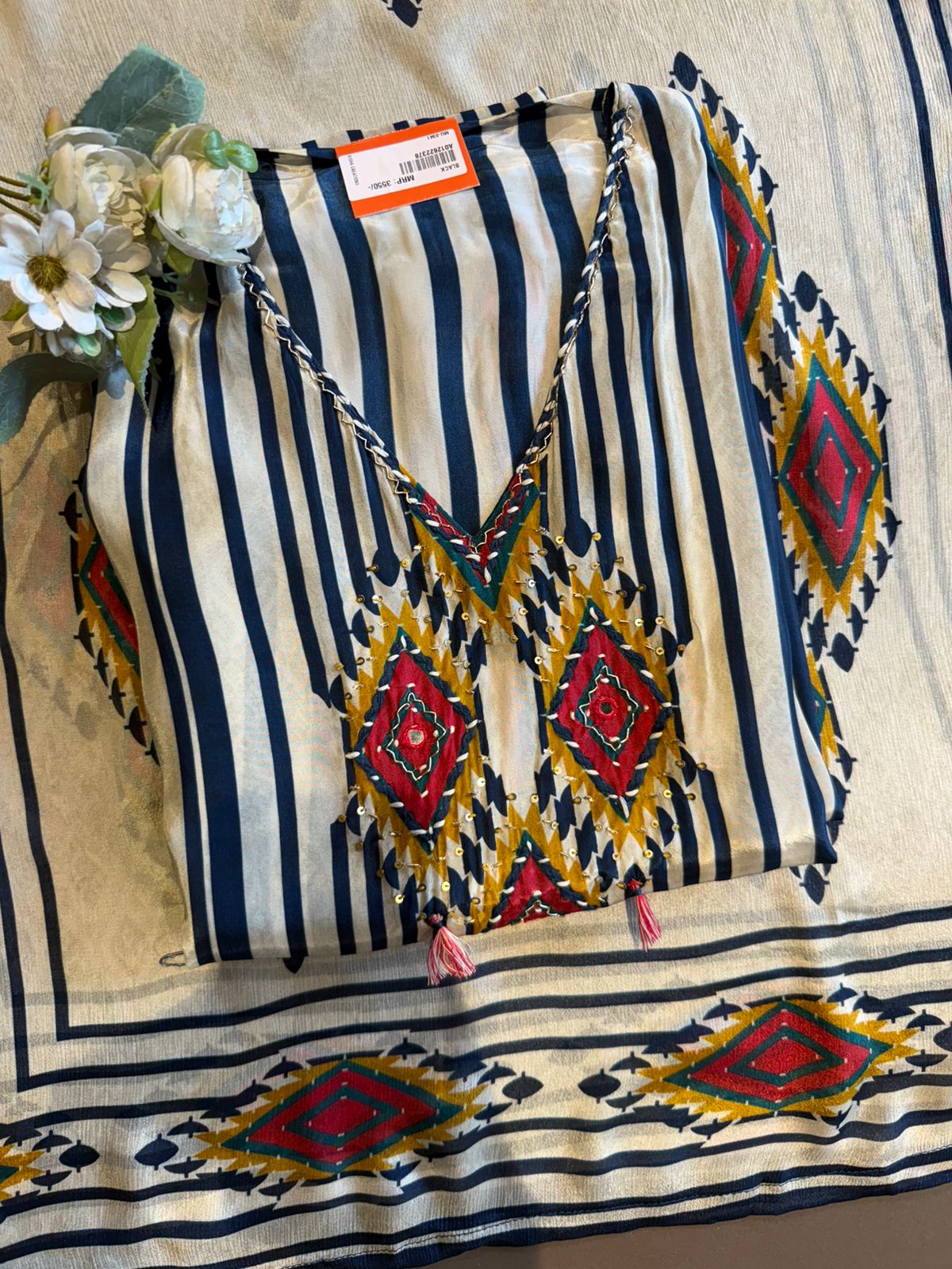 STRIPED AZTEC PRINT SUIT SET