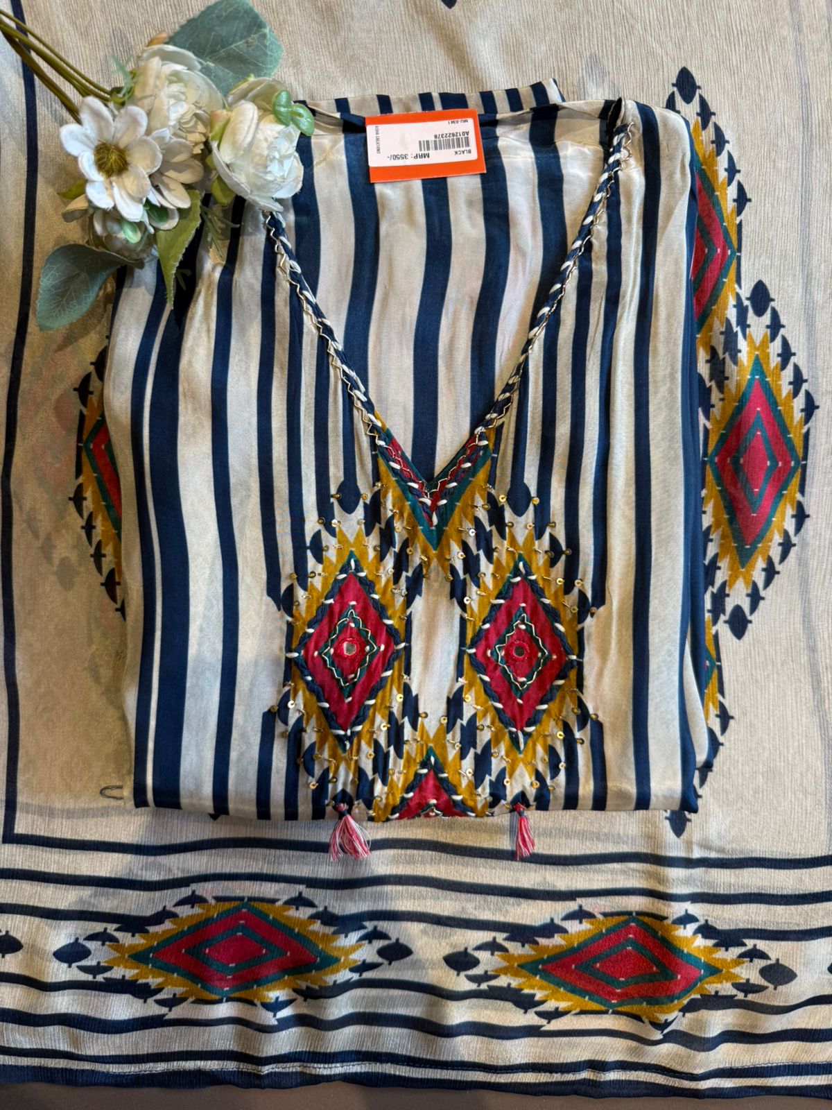 STRIPED AZTEC PRINT SUIT SET