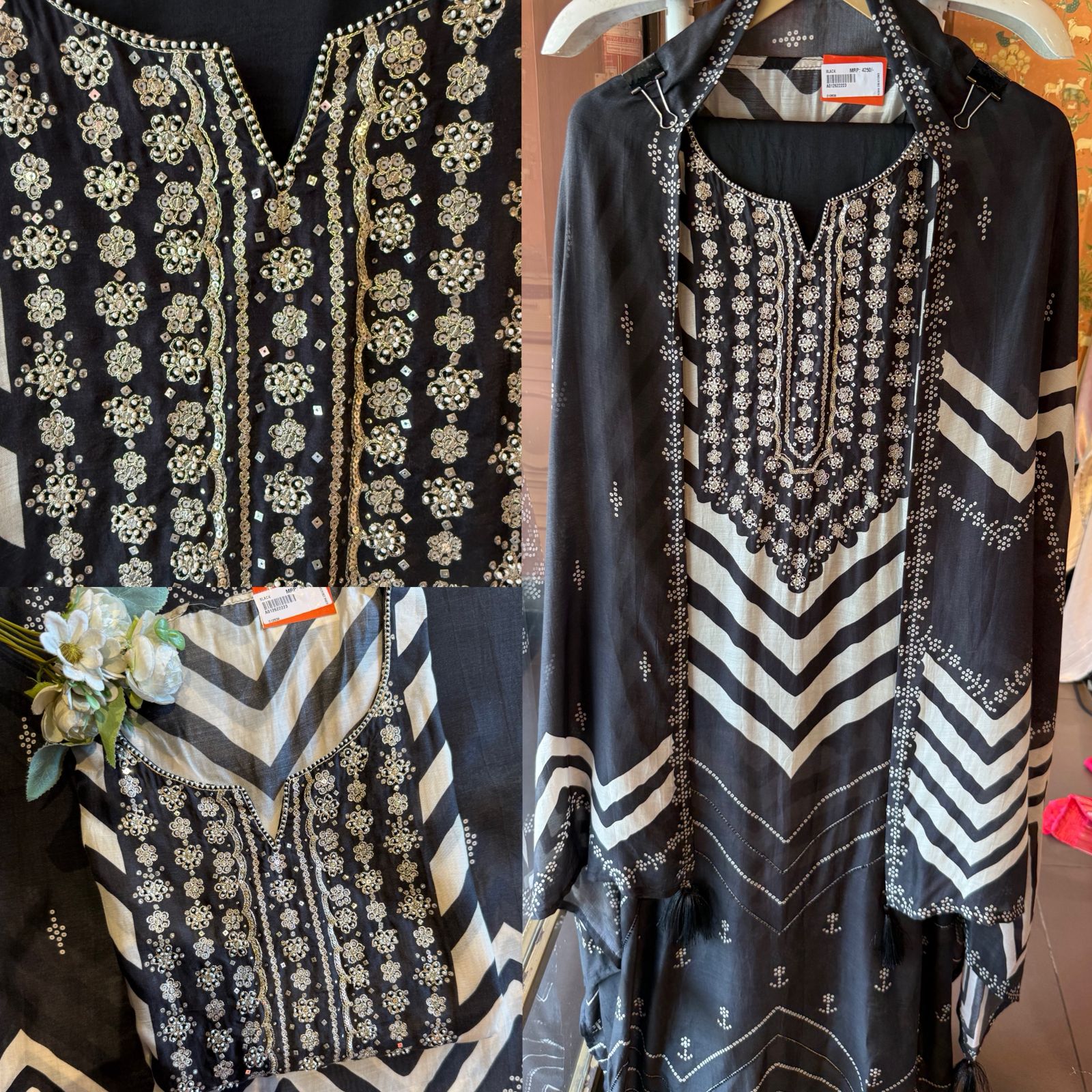 PURE MUSLIN SUIT SET WITH HAND WORK