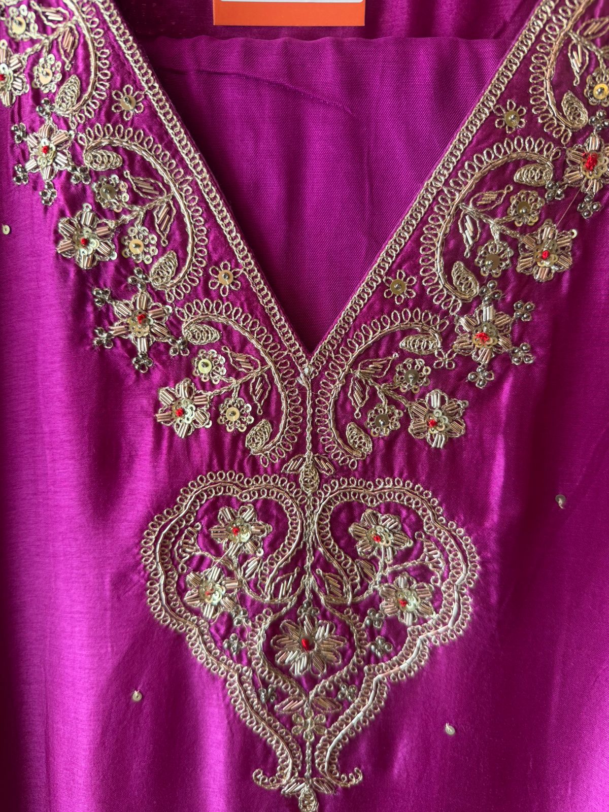 Designer Suit set On Silk with pure GAJJI silk ombré shaded dupatta