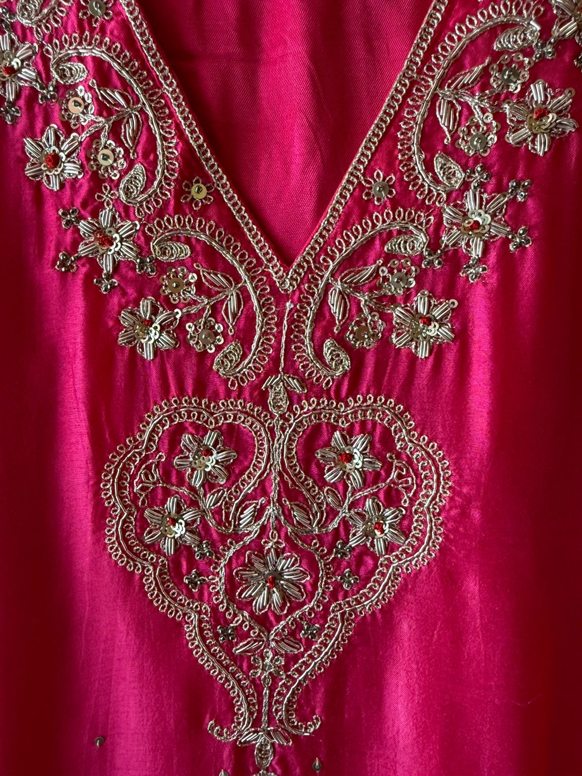 Designer Suit set On Silk with pure GAJJI silk ombré shaded dupatta
