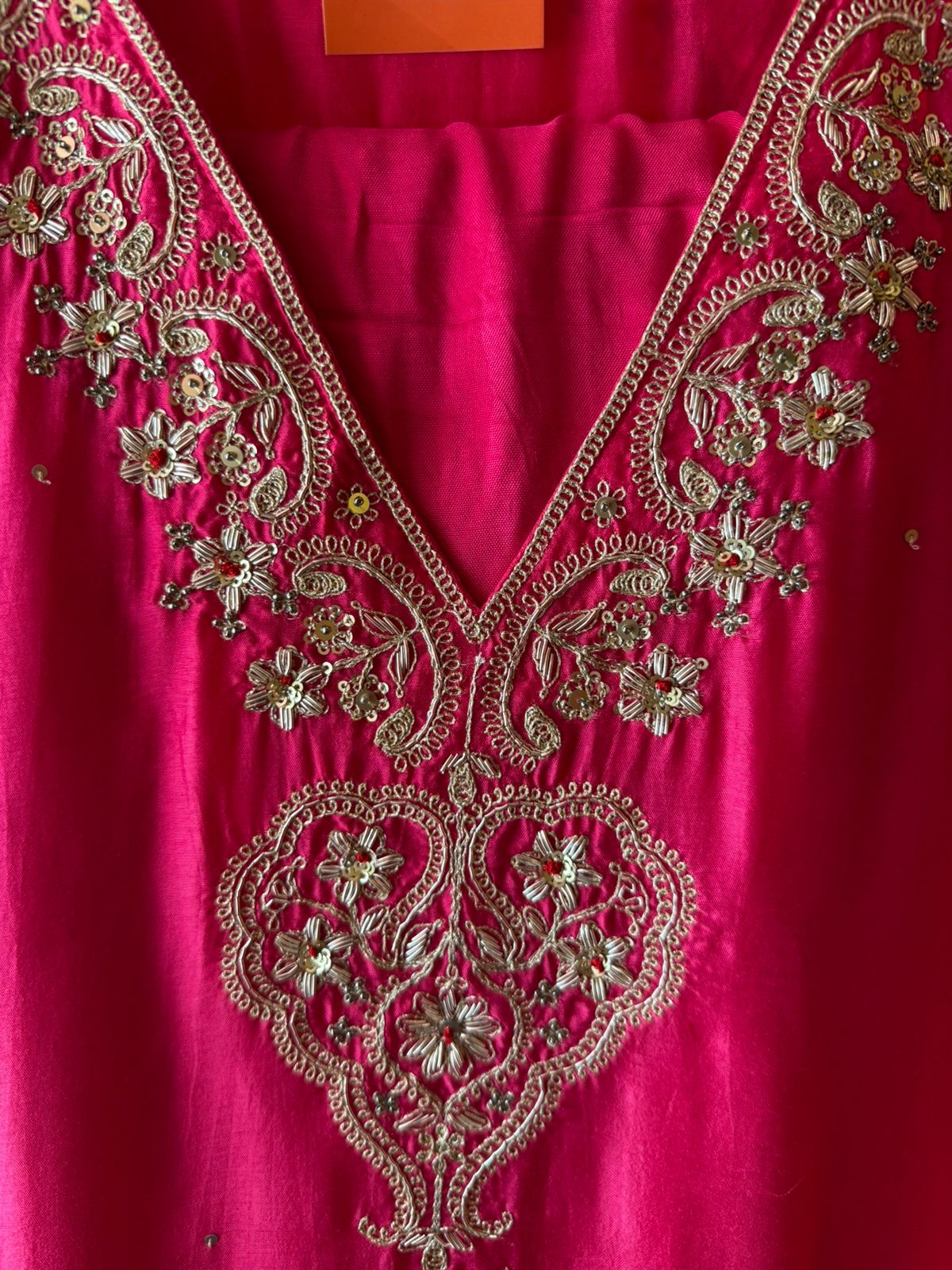 Designer Suit set On Silk with pure GAJJI silk ombré shaded dupatta