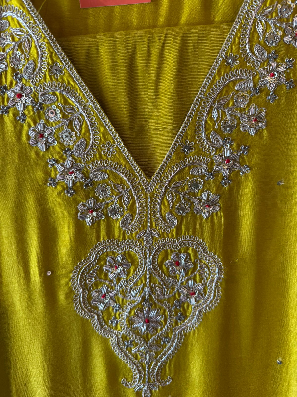 Designer Suit set On Silk with pure GAJJI silk ombré shaded dupatta