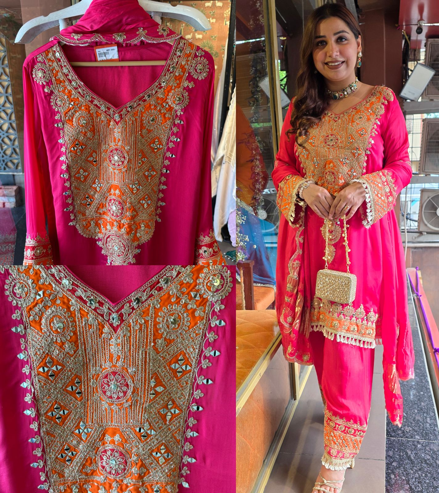 Fuchsia Pink Statement Suit on GAJJI SILK SUIT