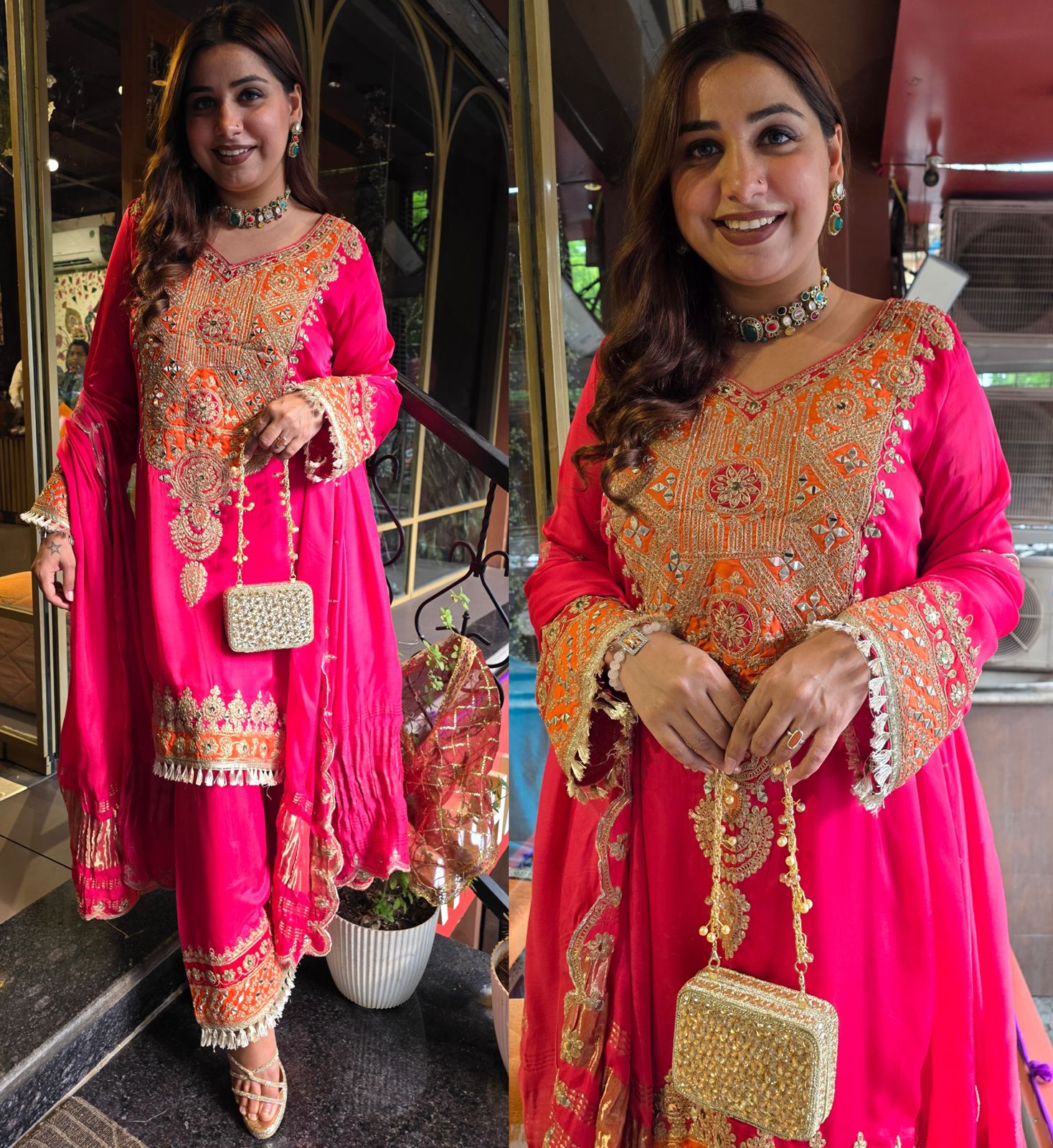 Fuchsia Pink Statement Suit on GAJJI SILK SUIT