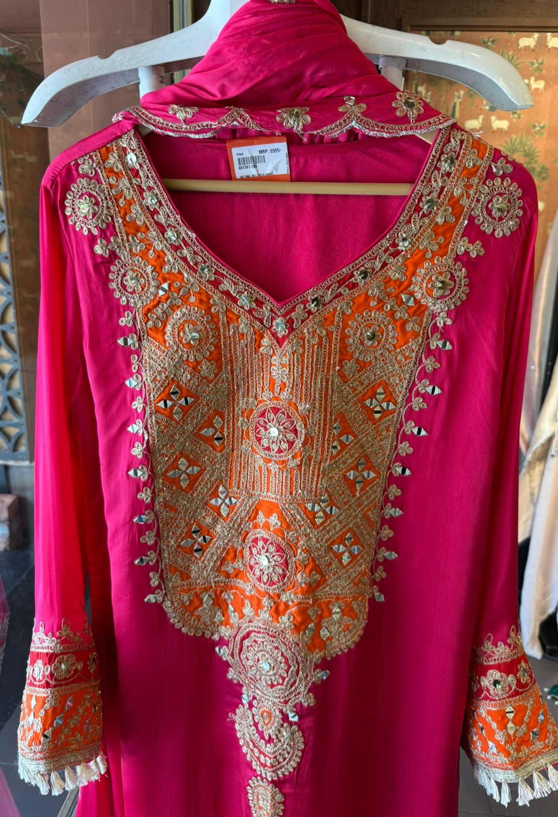 Fuchsia Pink Statement Suit on GAJJI SILK SUIT