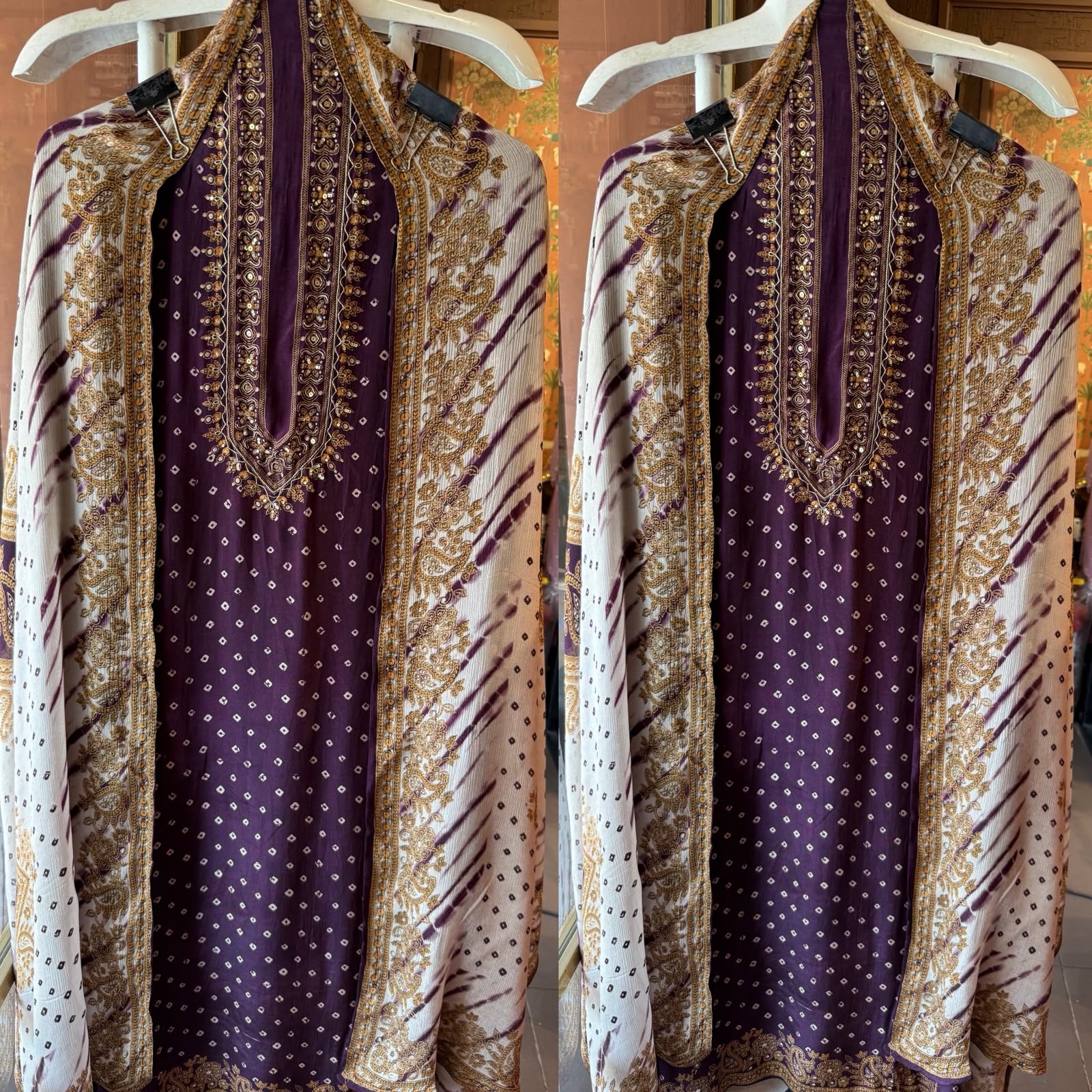 Plum & Ivory Bandhani Printed Suit Set
