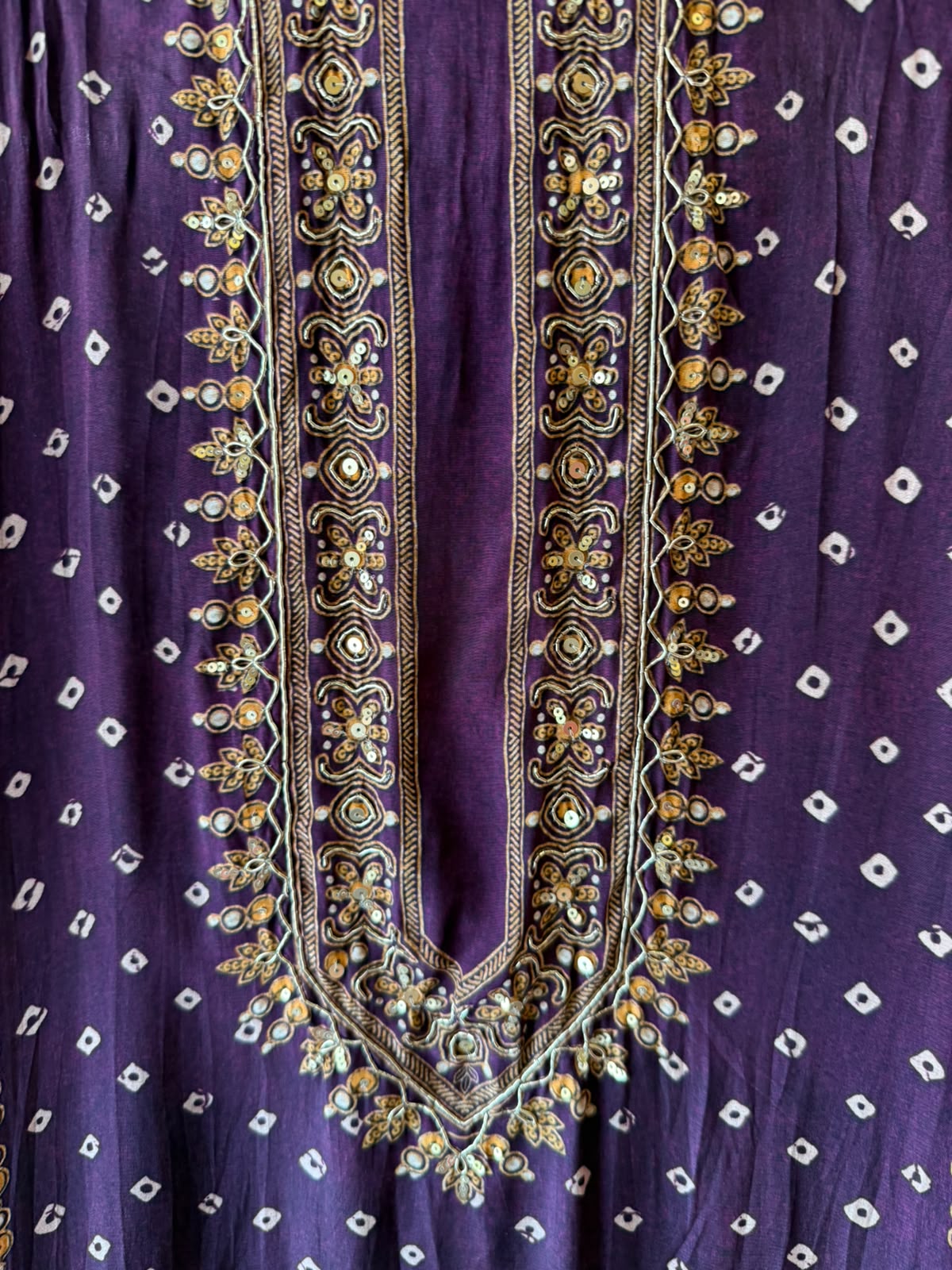 Plum & Ivory Bandhani Printed Suit Set