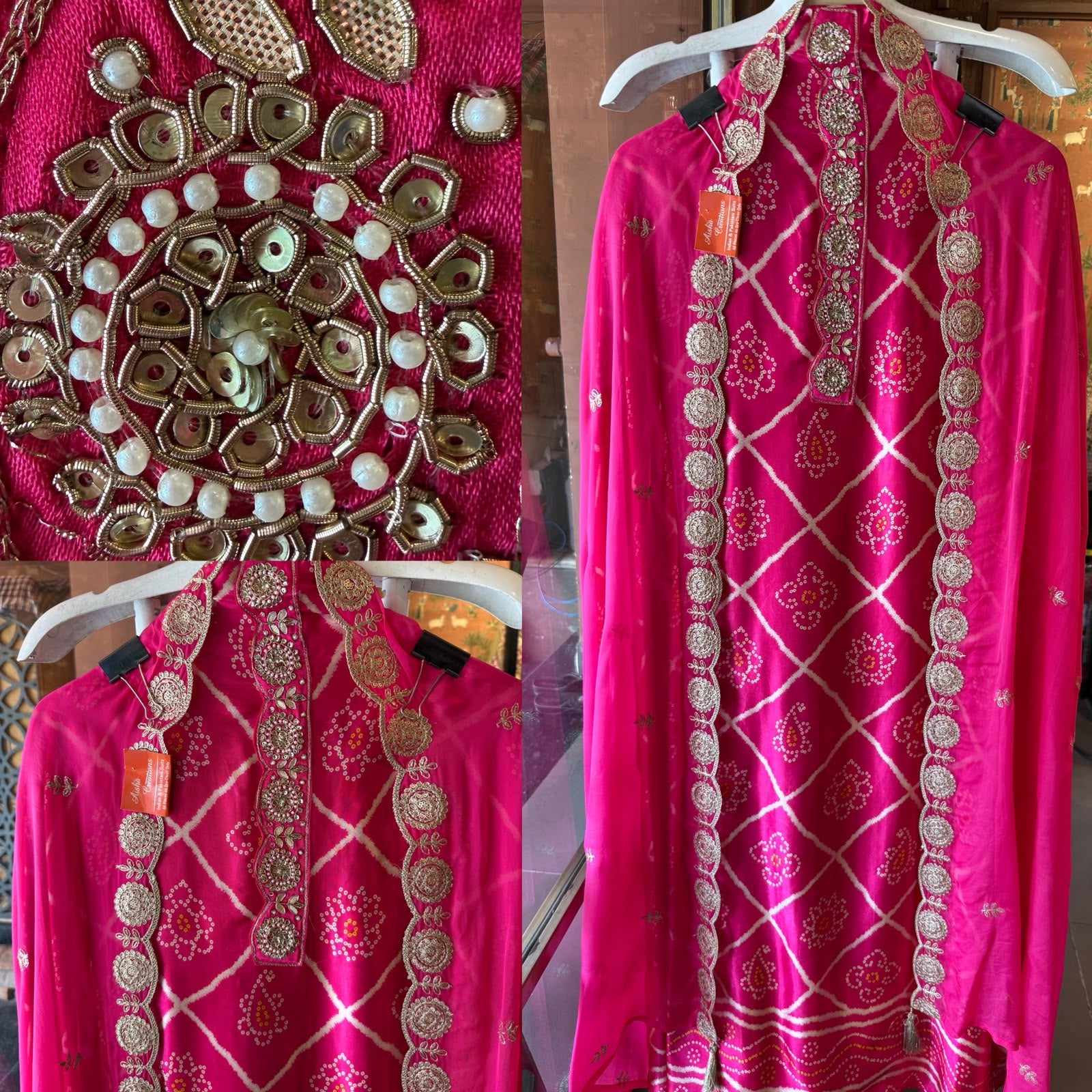 Fuchsia Pink Bandhani-Inspired Embroidered Suit Set