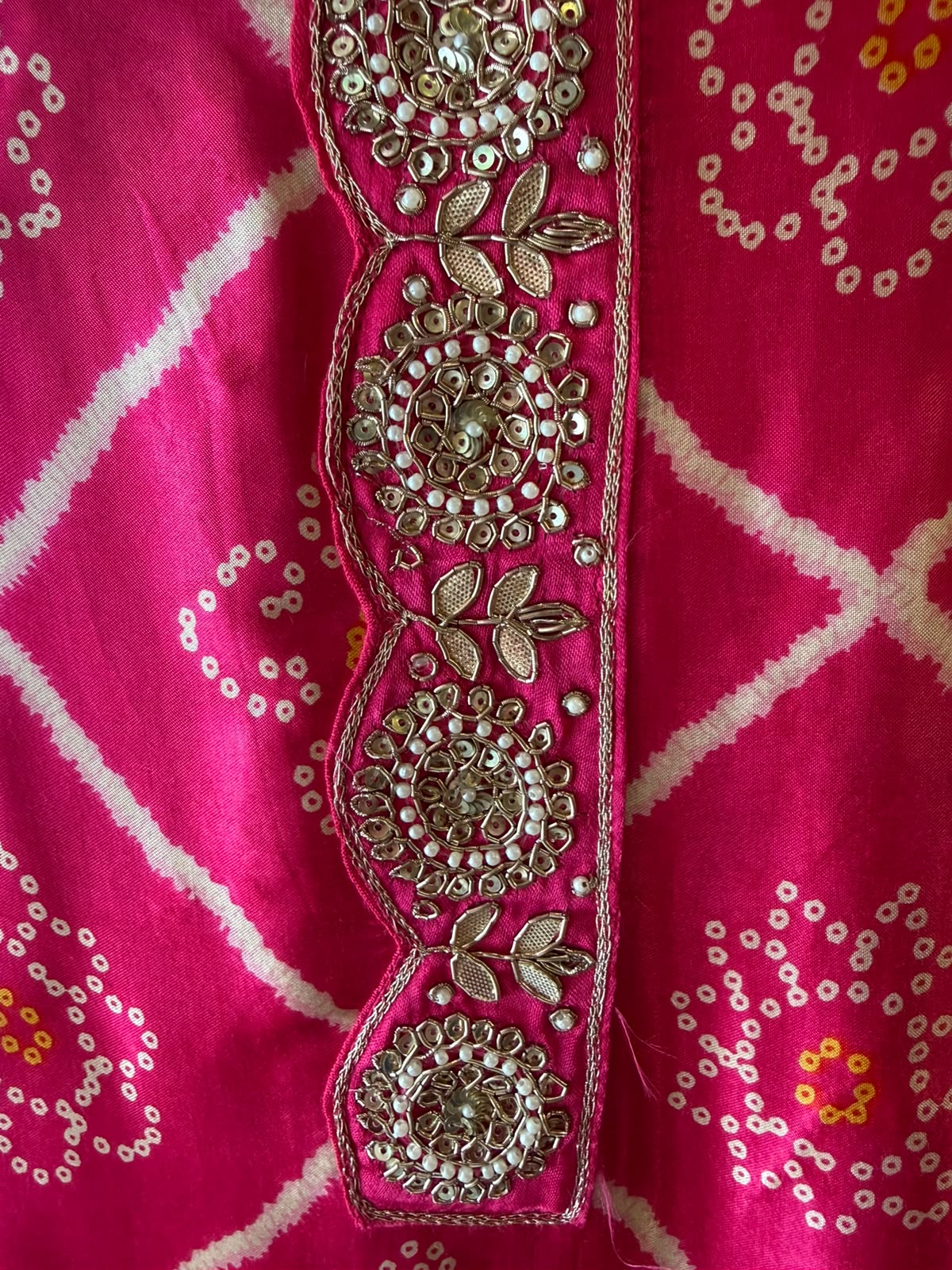 Fuchsia Pink Bandhani-Inspired Embroidered Suit Set