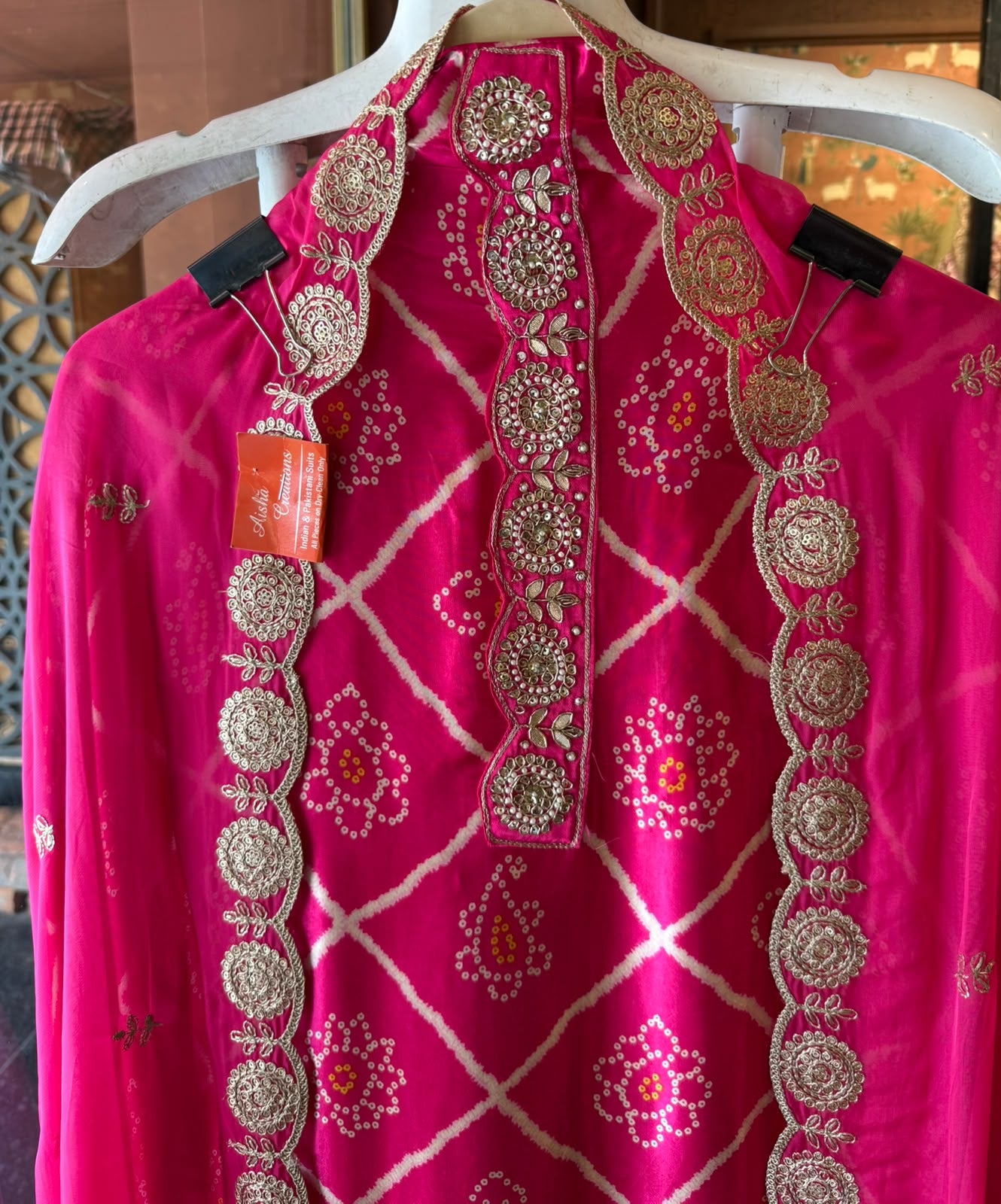 Fuchsia Pink Bandhani-Inspired Embroidered Suit Set