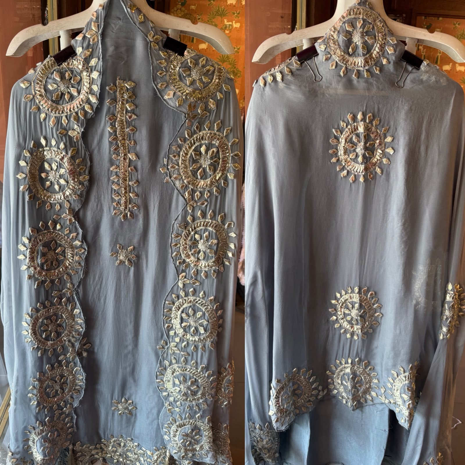 Straight-fit long kurta On Organza Twill