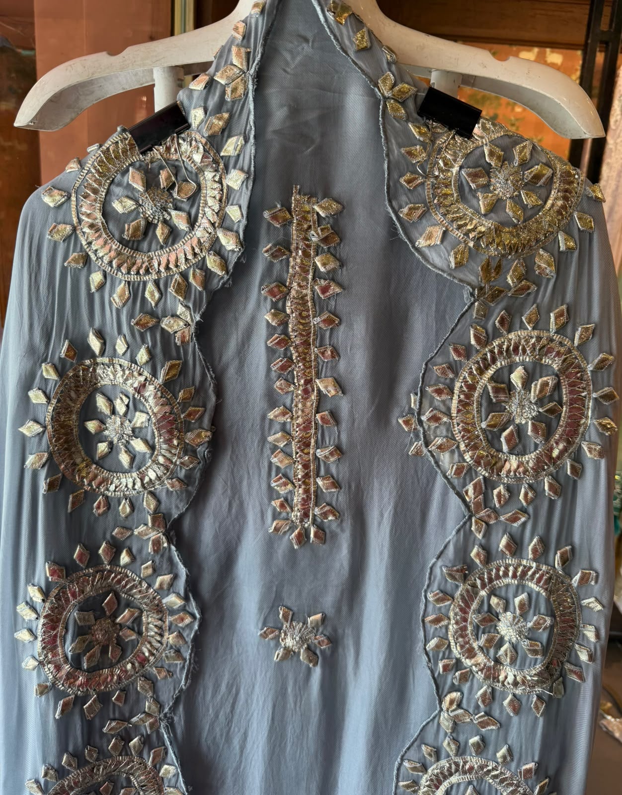 Straight-fit long kurta On Organza Twill