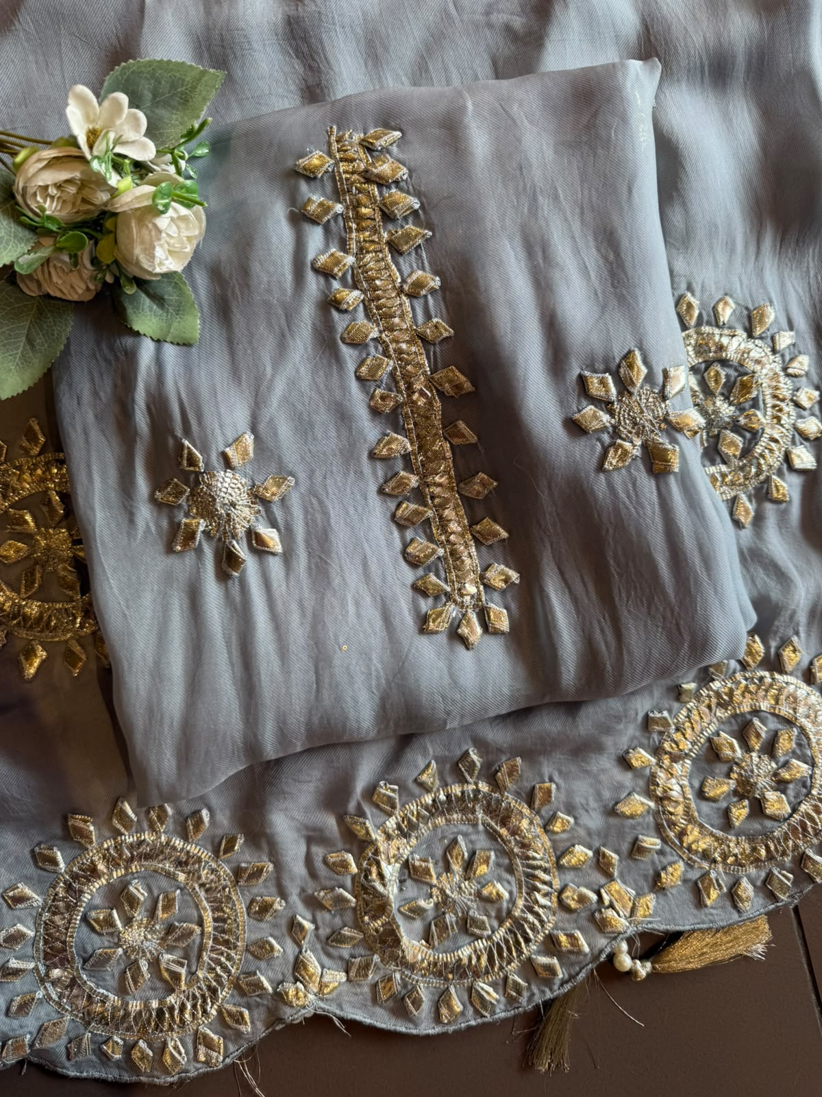 Straight-fit long kurta On Organza Twill