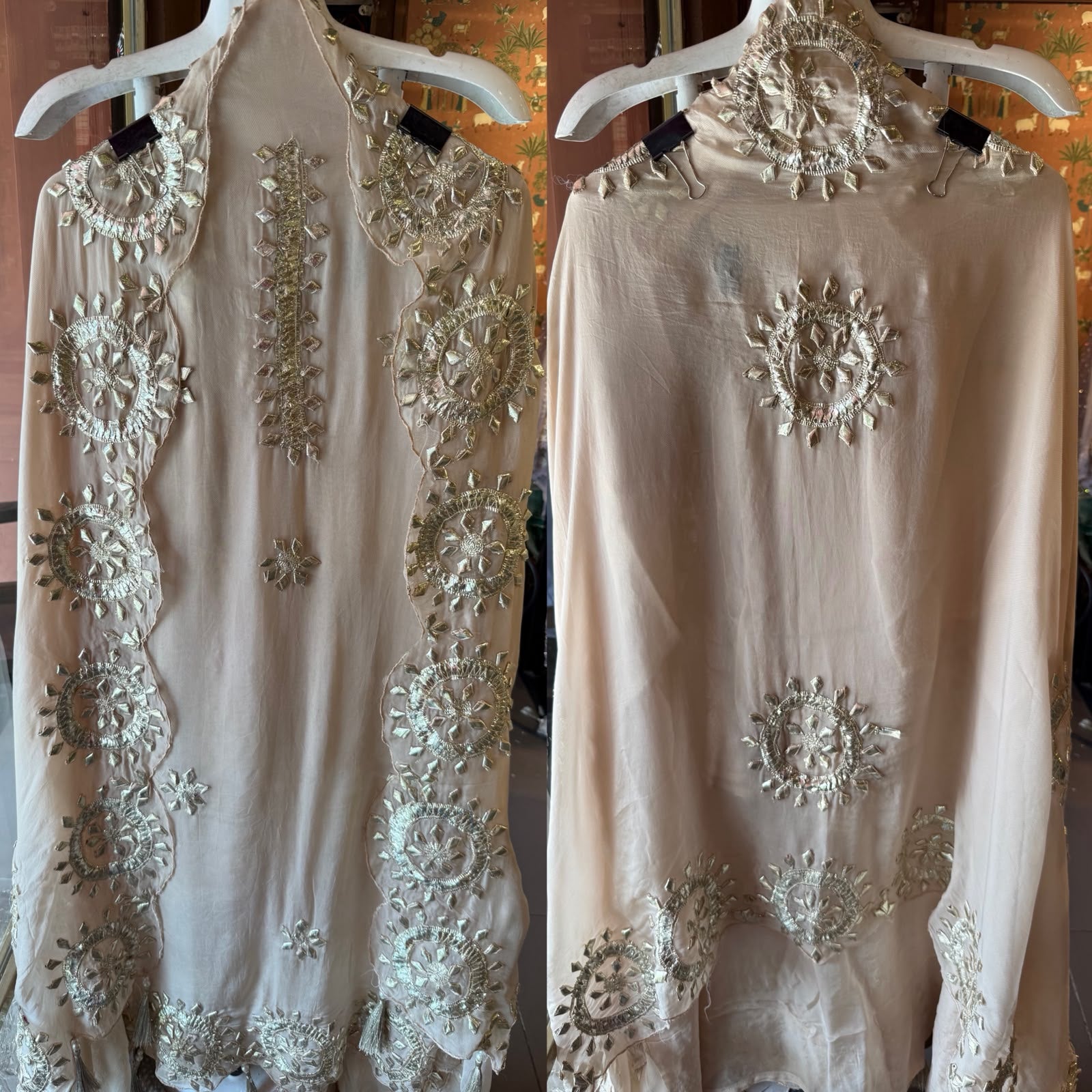 Straight-fit long kurta On Organza Twill
