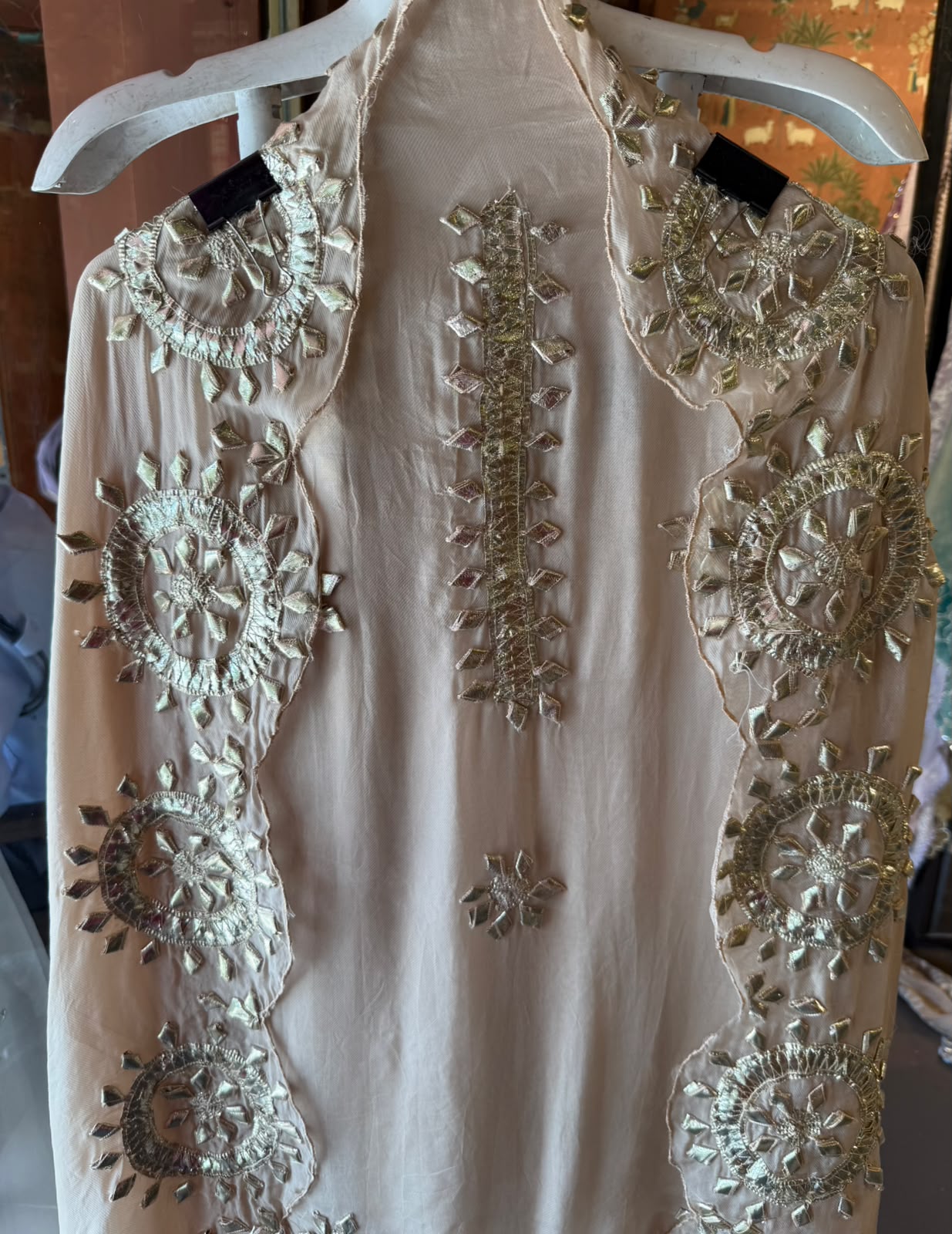 Straight-fit long kurta On Organza Twill