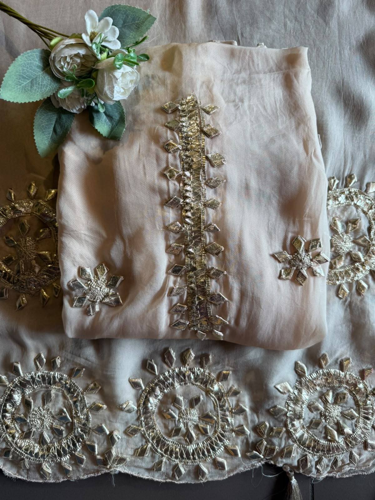 Straight-fit long kurta On Organza Twill