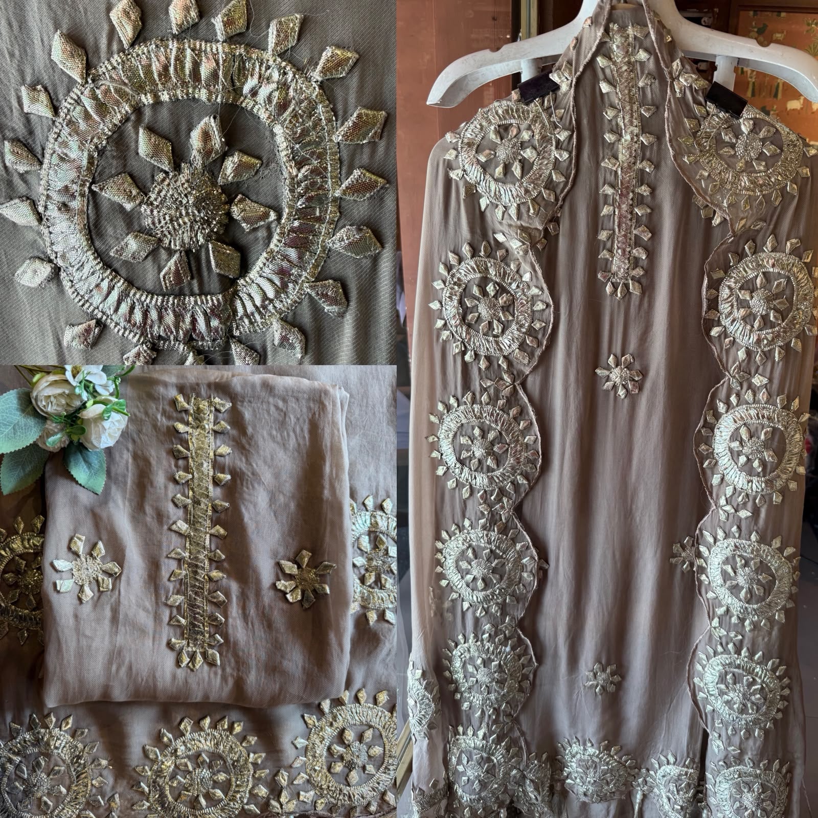 Straight-fit long kurta On Organza Twill