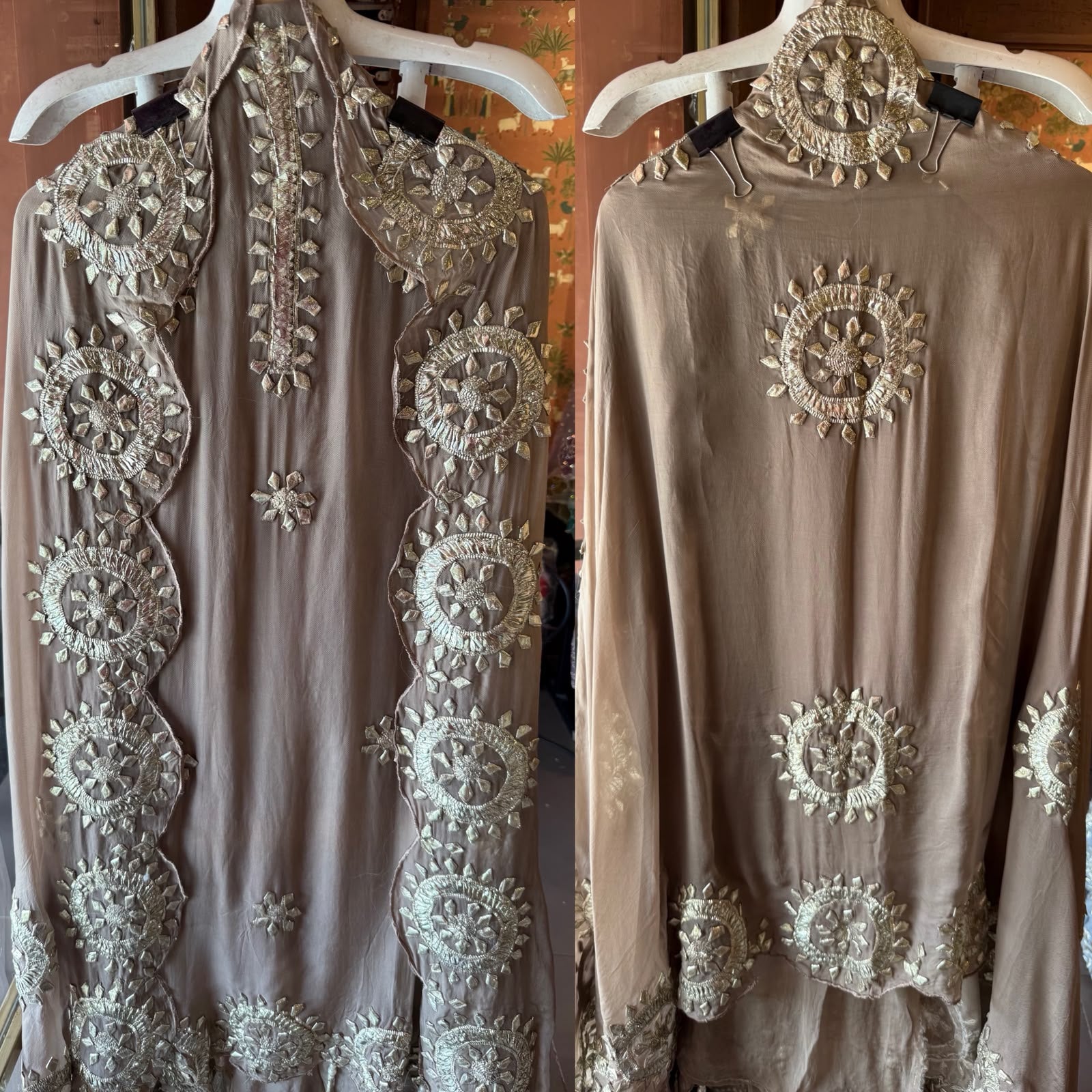 Straight-fit long kurta On Organza Twill