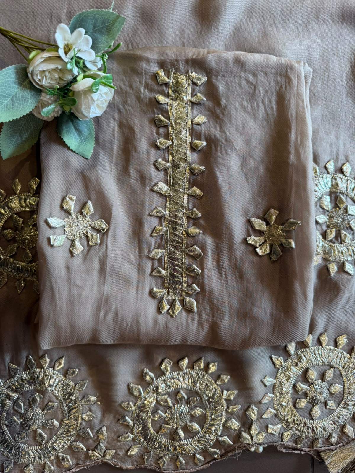 Straight-fit long kurta On Organza Twill