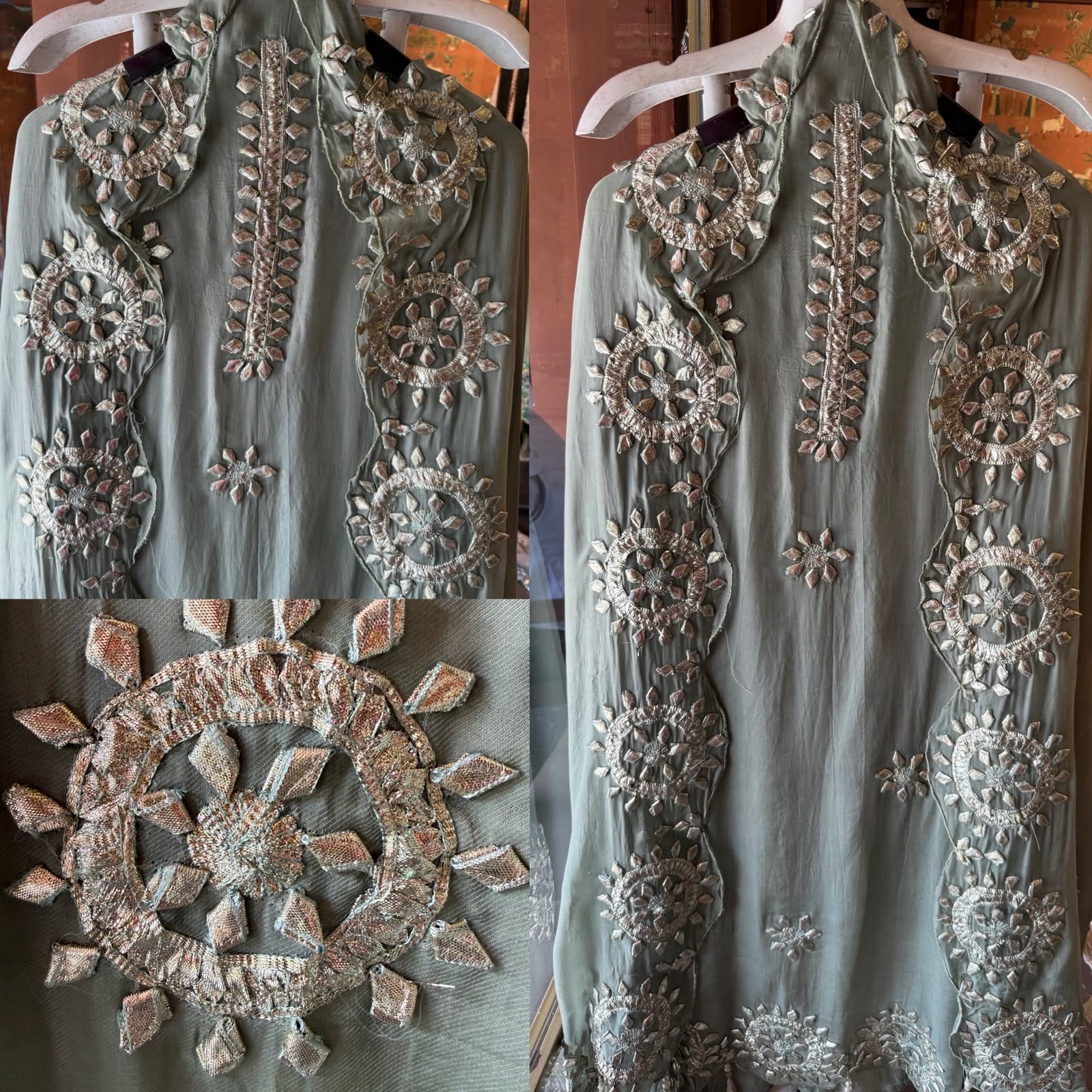 Straight-fit long kurta On Organza Twill