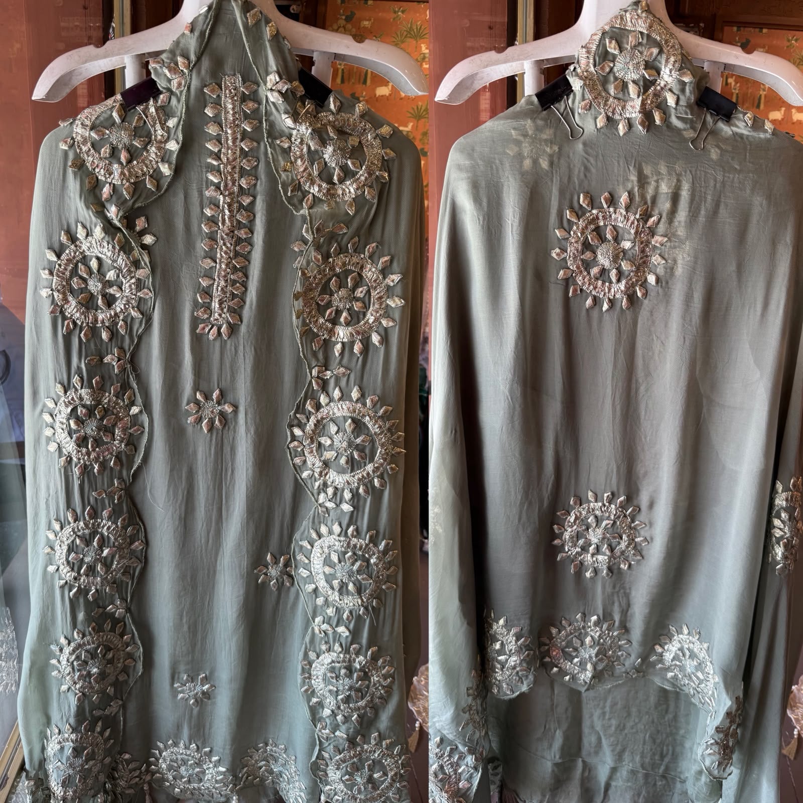 Straight-fit long kurta On Organza Twill