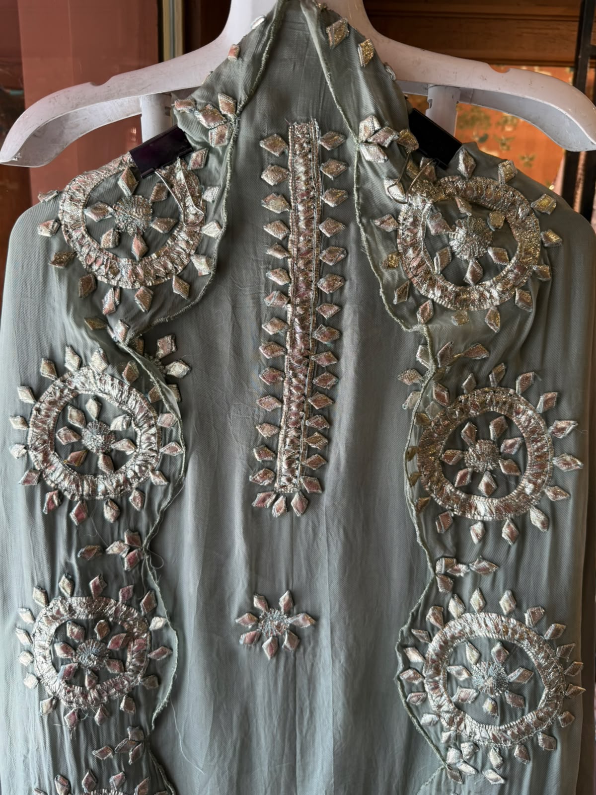 Straight-fit long kurta On Organza Twill