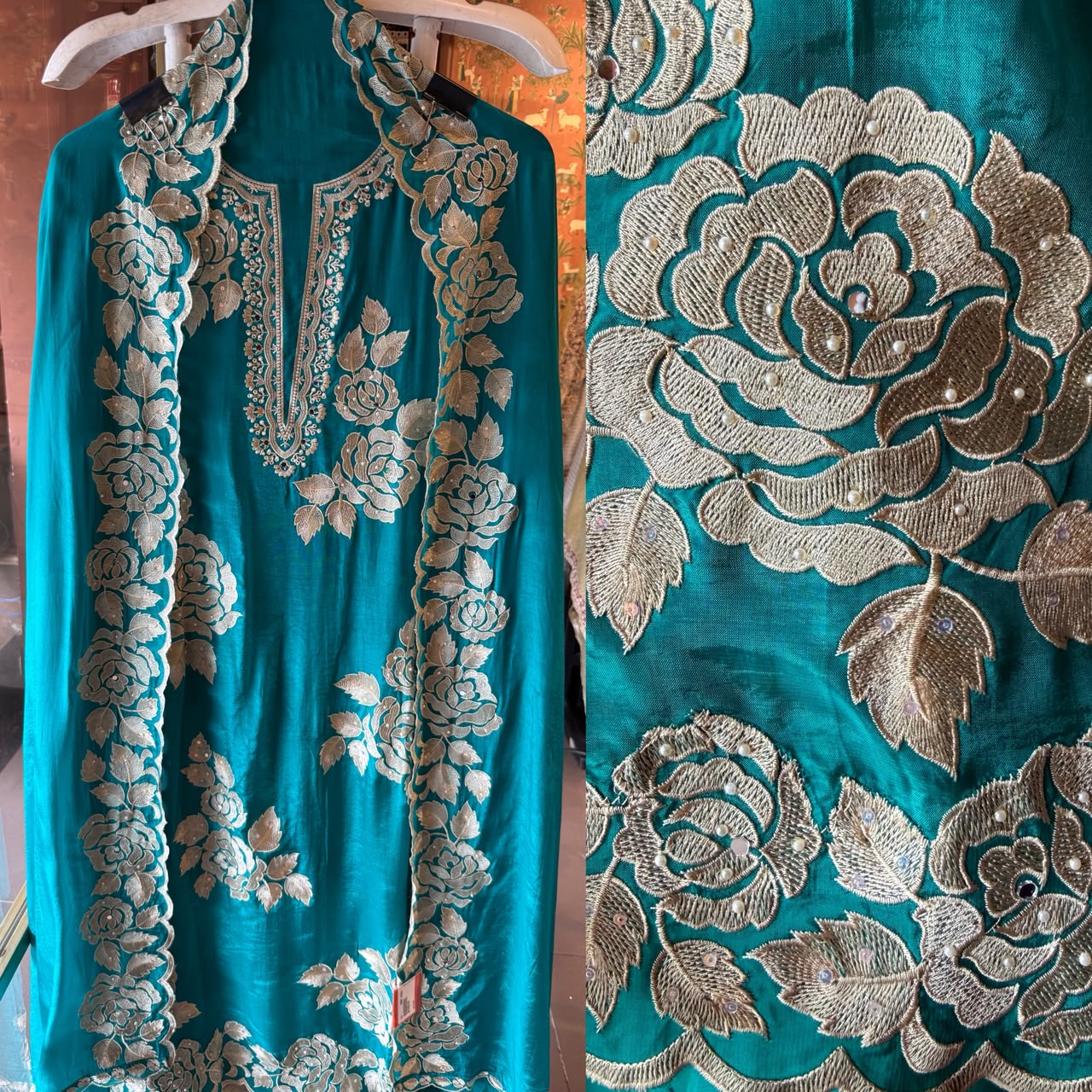 Floral thread Embroidered Suit Set