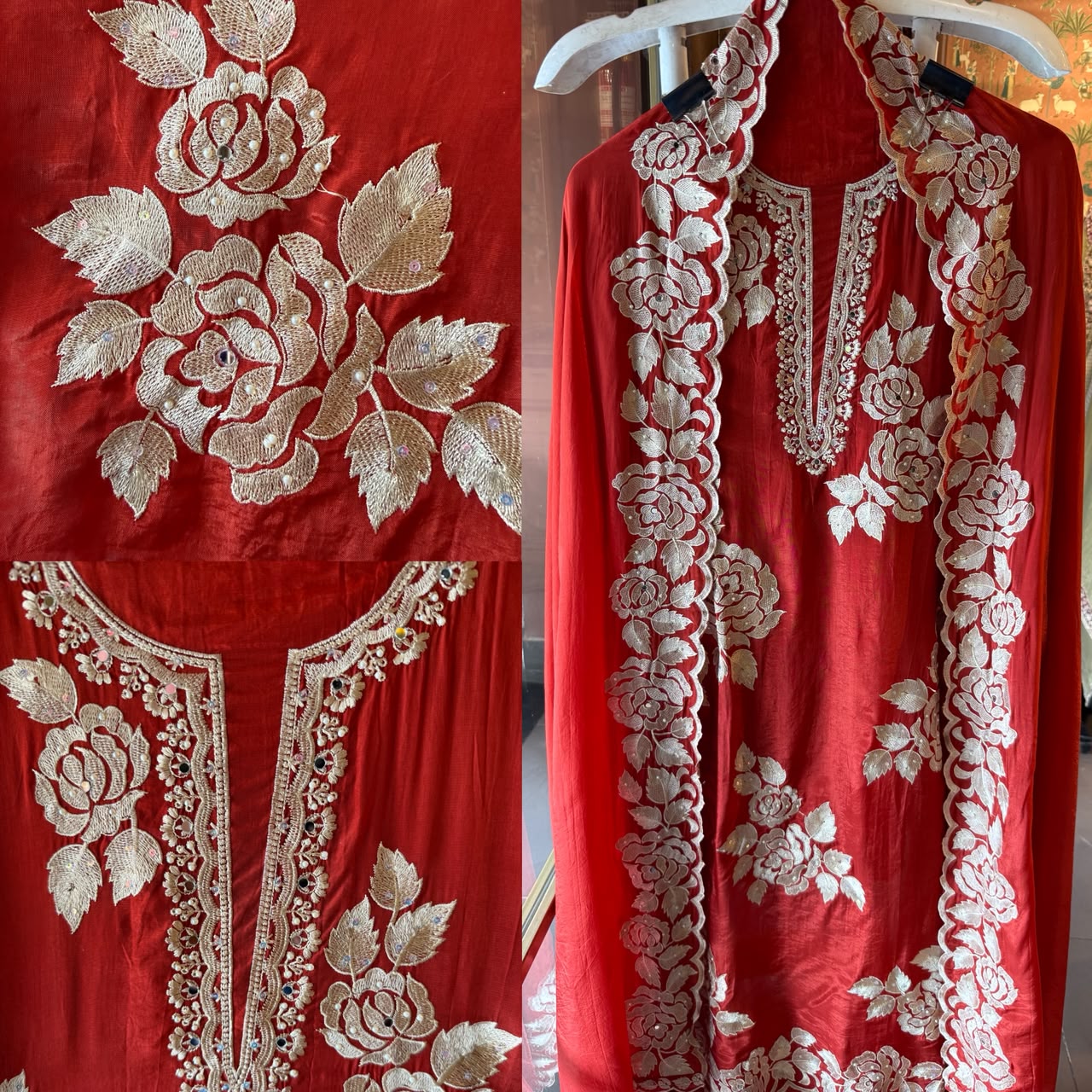 Floral thread Embroidered Suit Set