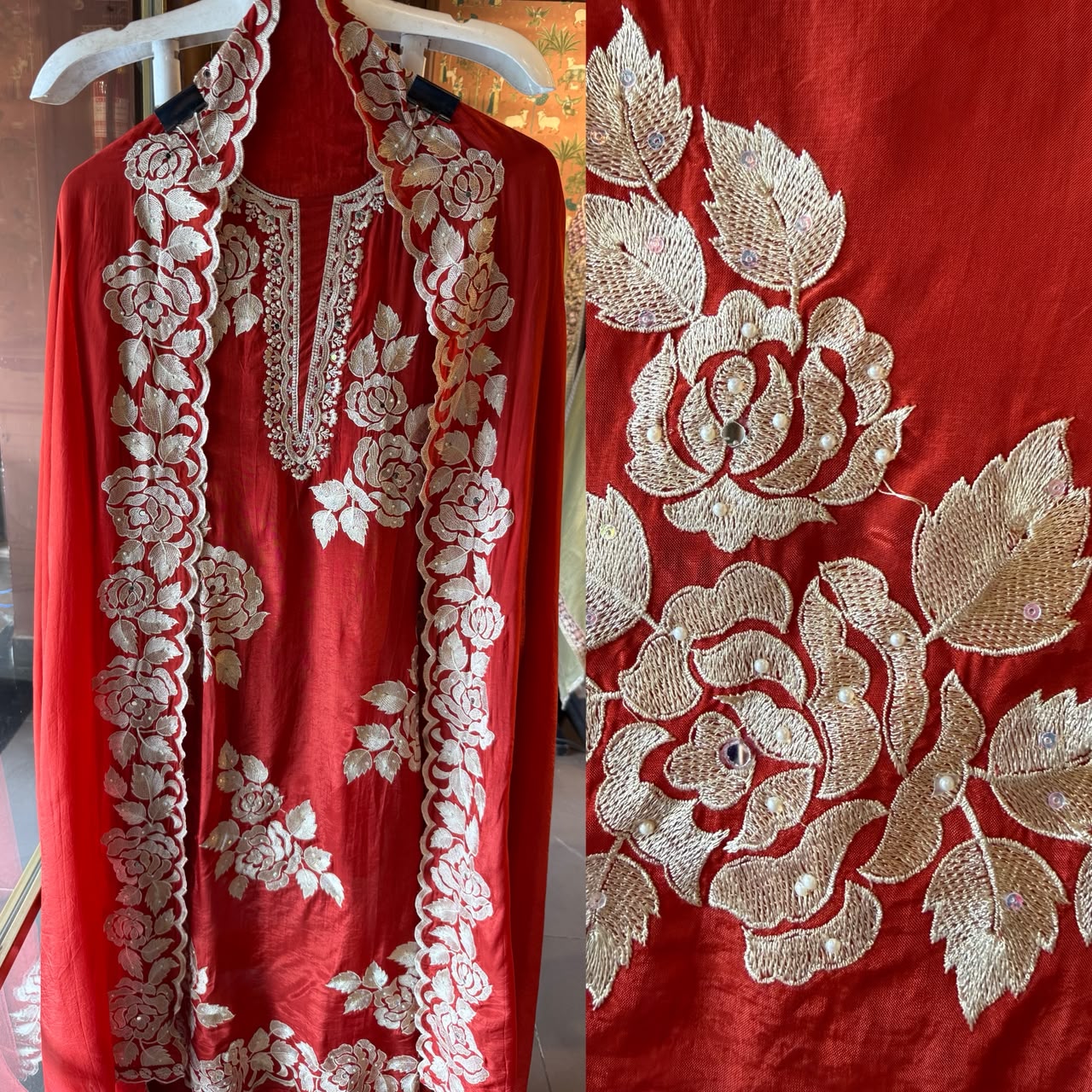 Floral thread Embroidered Suit Set