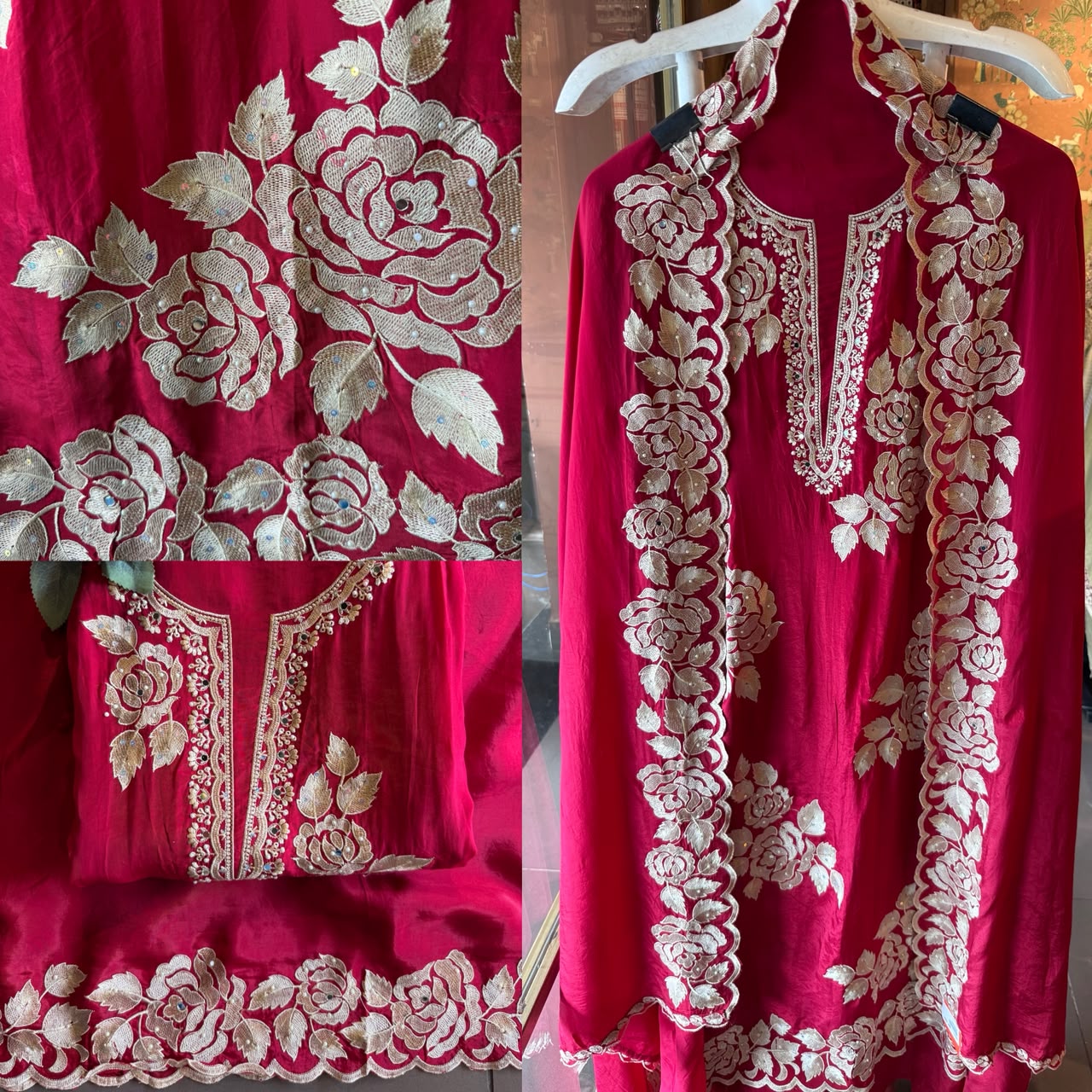 Floral thread Embroidered Suit Set