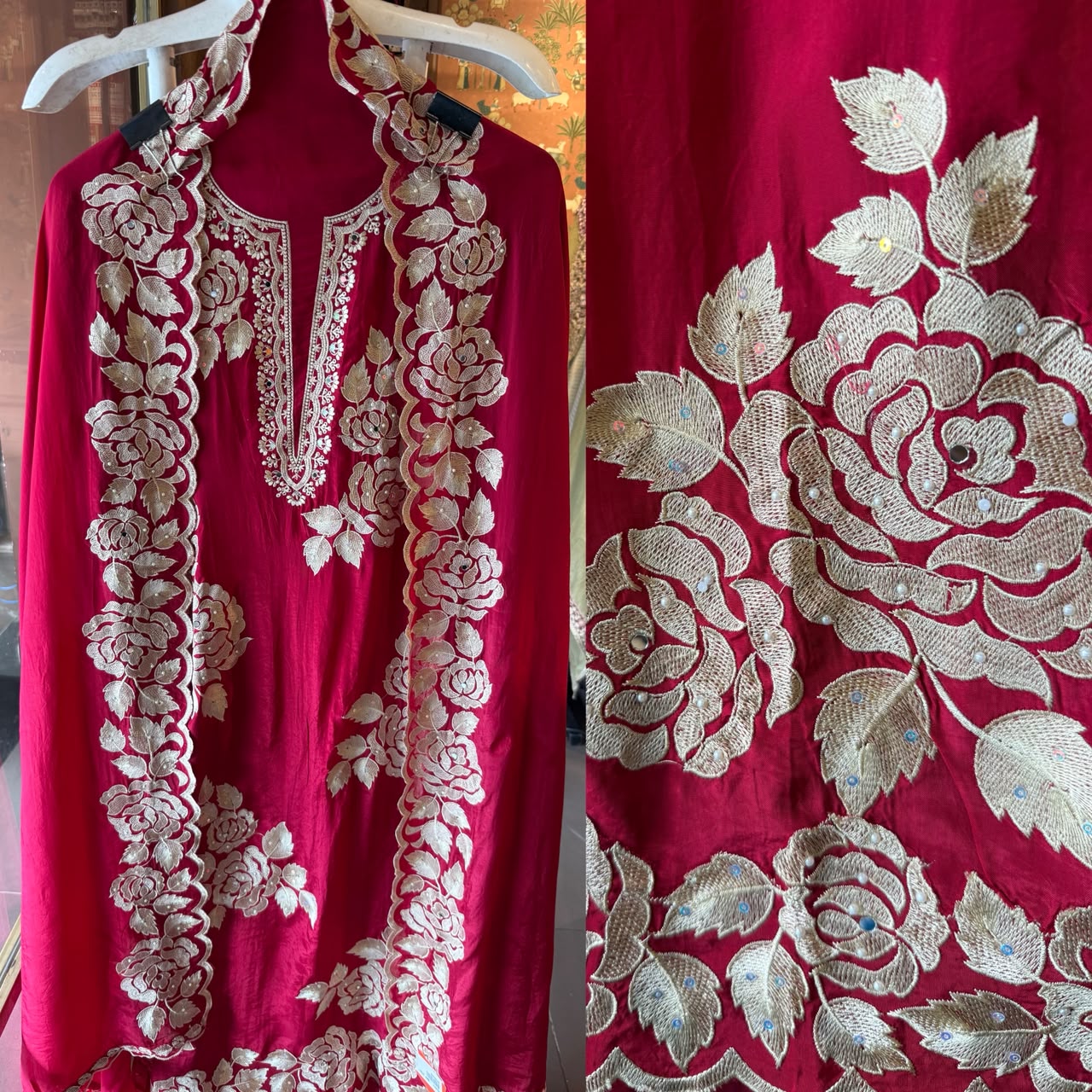 Floral thread Embroidered Suit Set