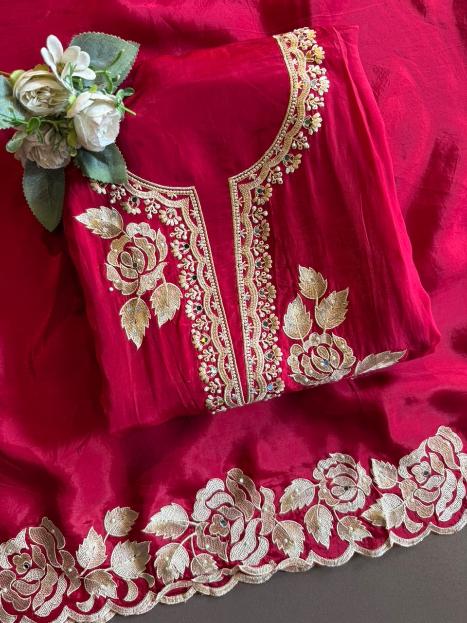 Floral thread Embroidered Suit Set