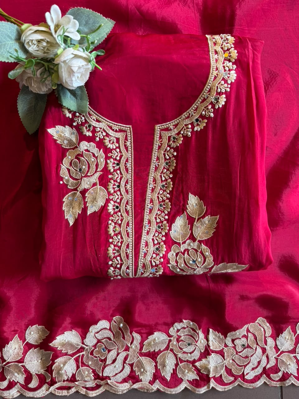 Floral thread Embroidered Suit Set