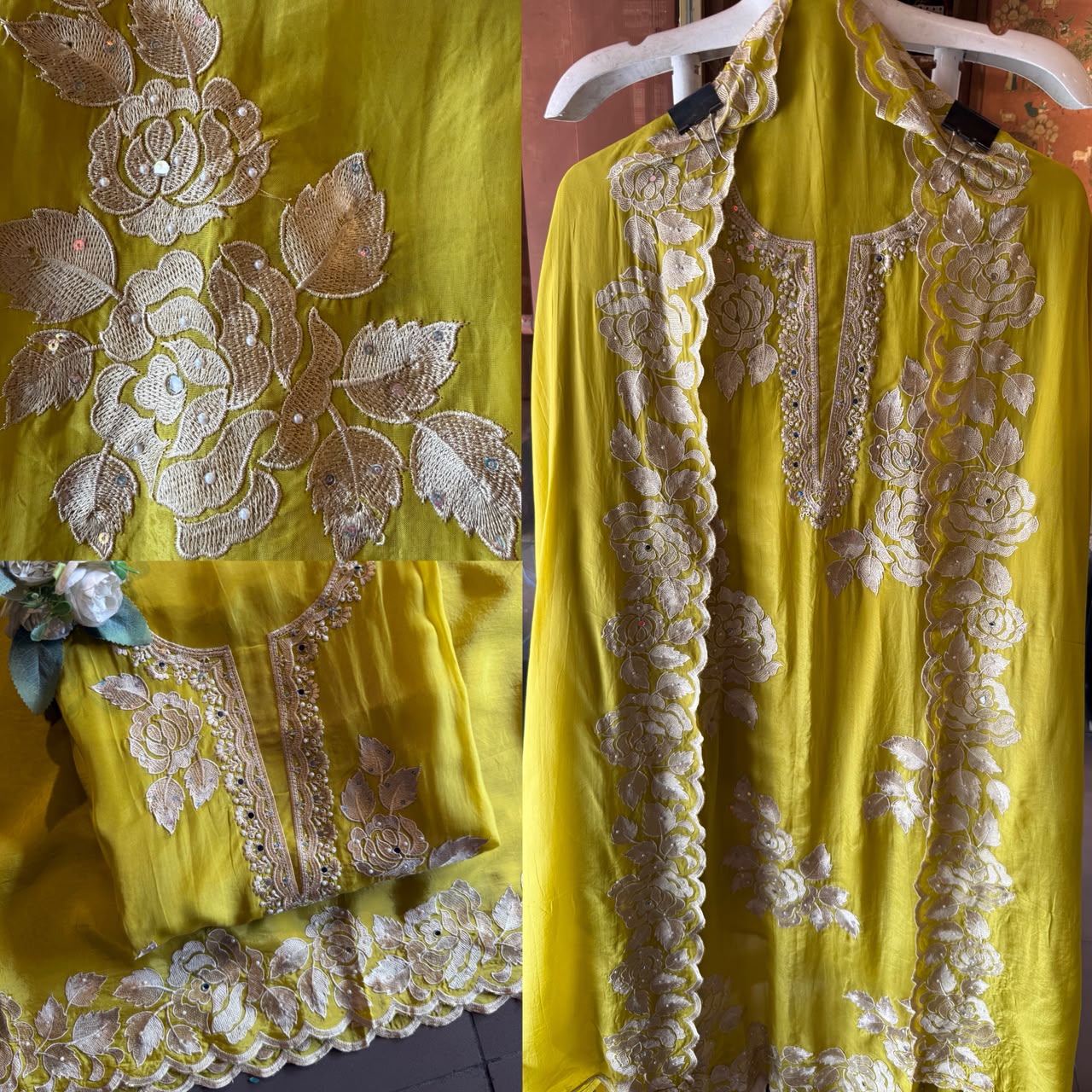 Floral thread Embroidered Suit Set